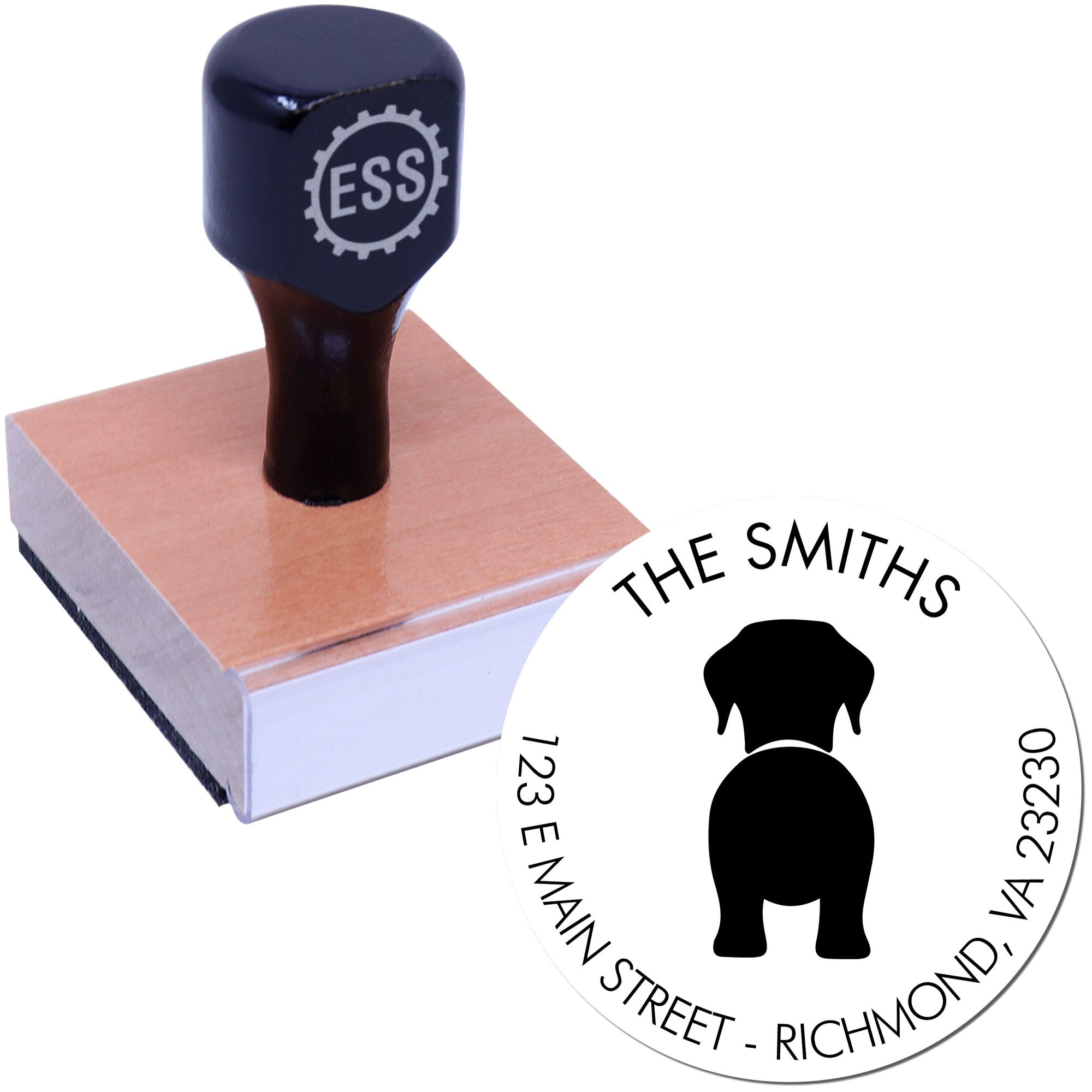 Wood Handle Labrador Custom Return Address Stamper - Engineer Seal Stamps