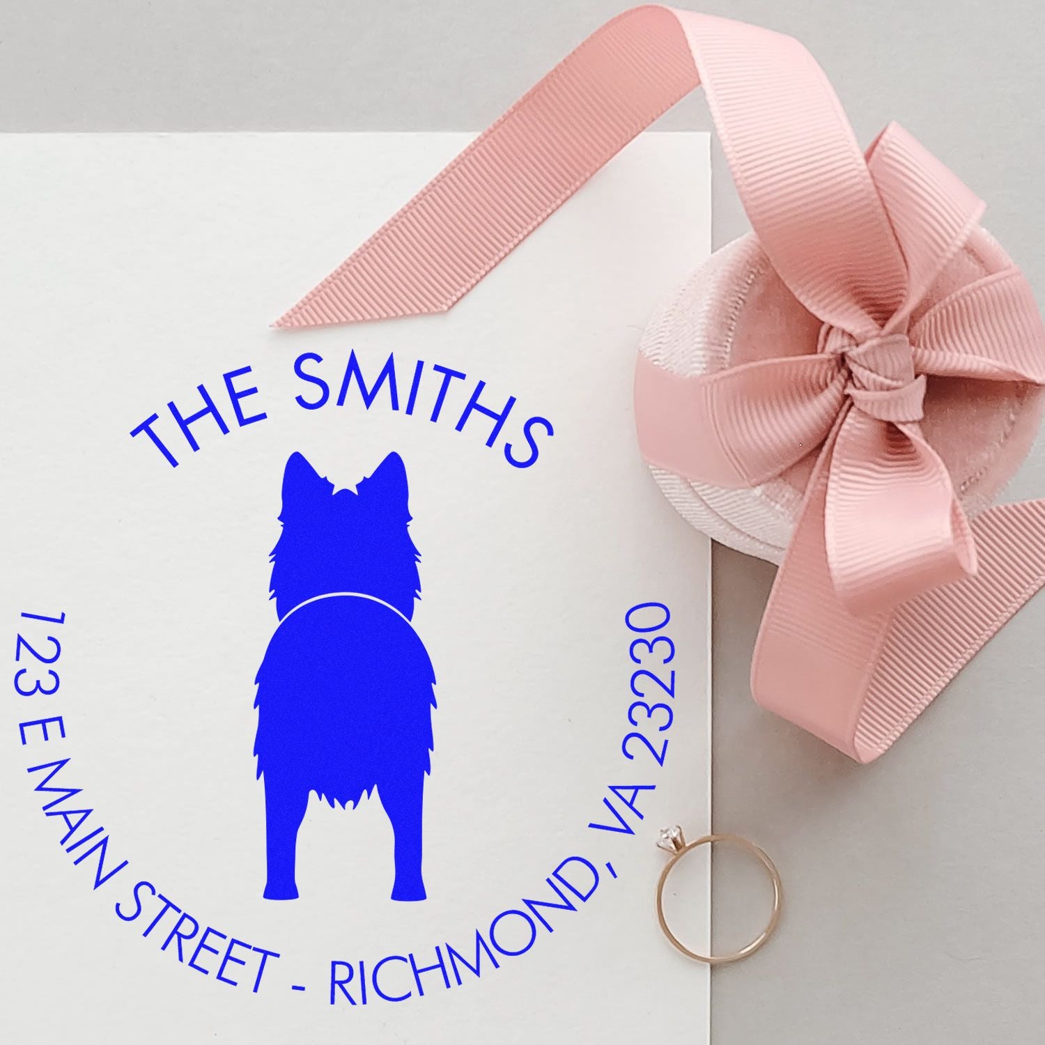 PSI Pre-Inked Long Haired German Shepherd New Address Rubber Stamp - Engineer Seal Stamps