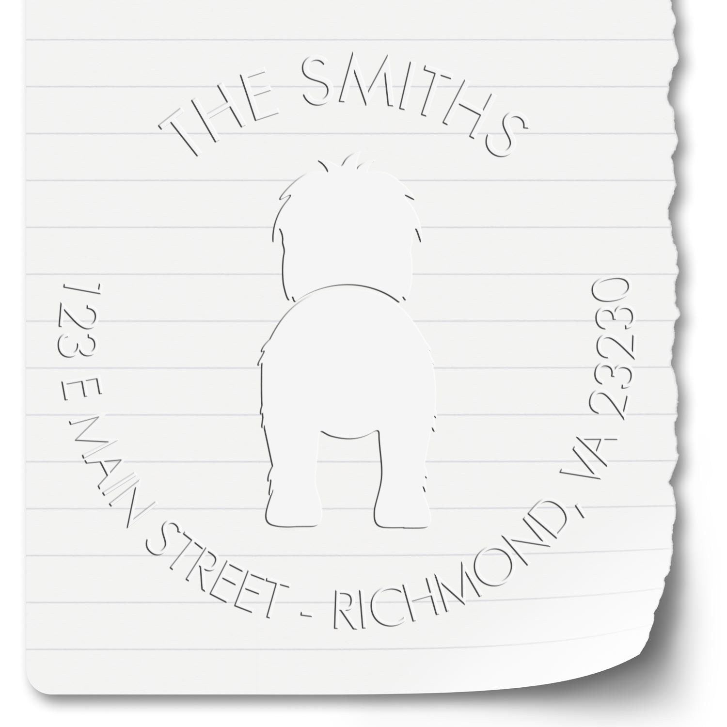 Soft Personalized Mail Address Embossing Stamp with Old English Sheepdog Dog