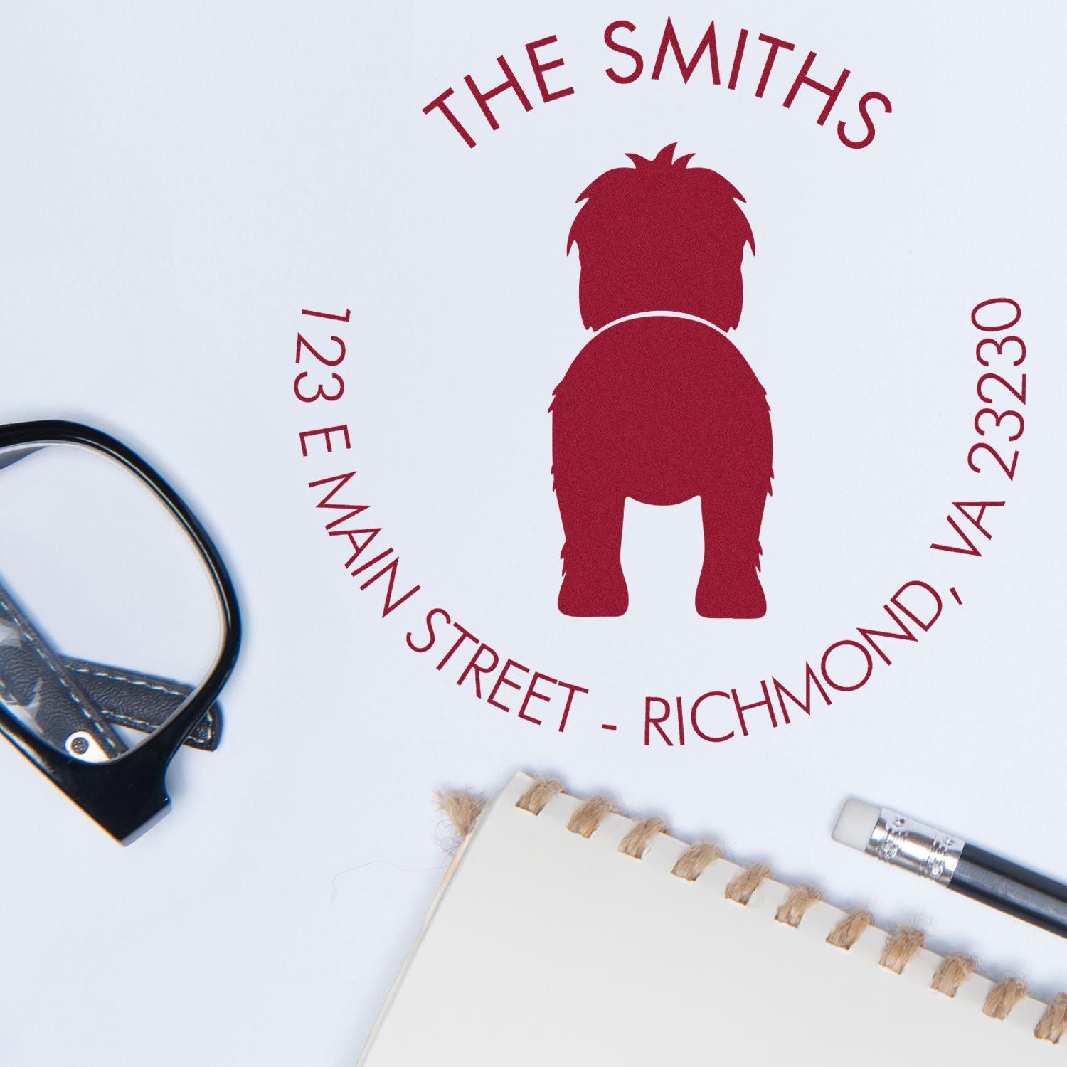 Slim Pre-Inked Old English Sheepdog Customized Mail Rubber Stamp - Engineer Seal Stamps