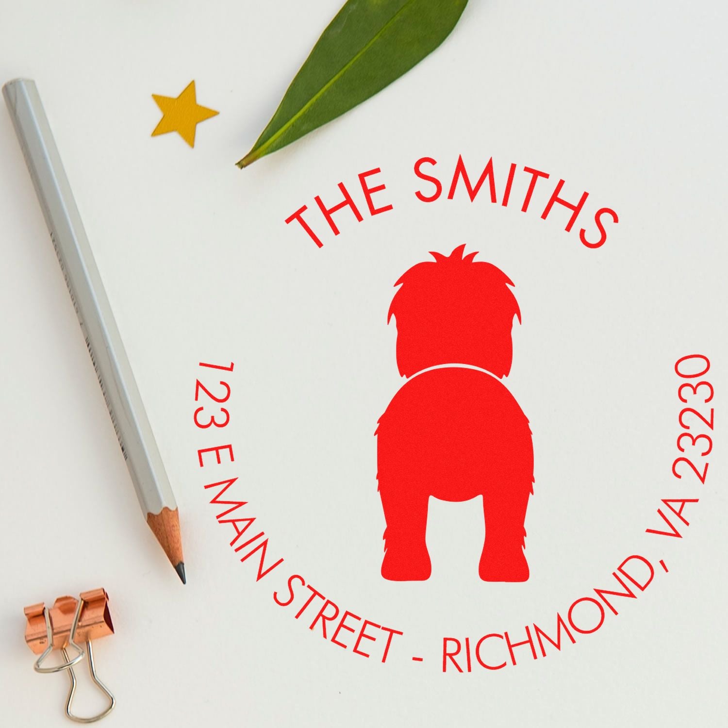 Wood Handle Old English Sheepdog Custom Rubber Address Stamp for Envelopes - Engineer Seal Stamps