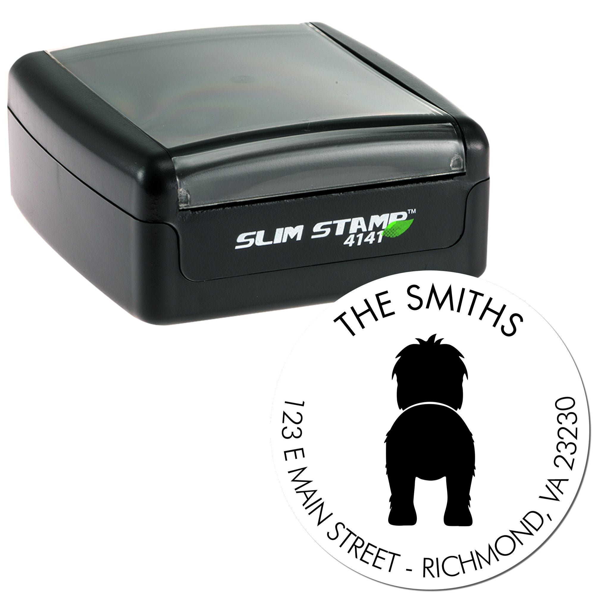 Slim Pre-Inked Old English Sheepdog Customized Mail Rubber Stamp - Engineer Seal Stamps