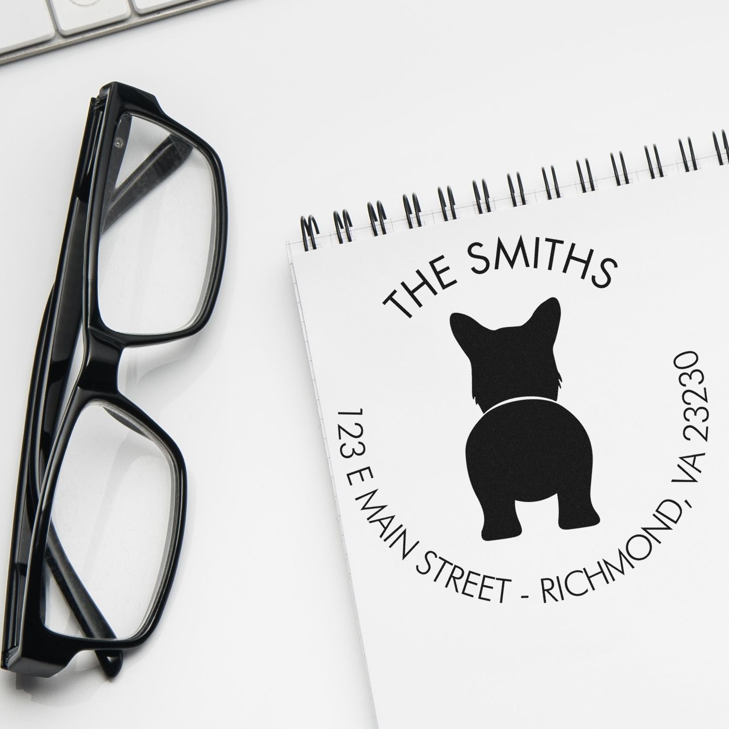 Self-Inking Pembroke Welsh Corgi Custom-Made Name and Address Stamper - Engineer Seal Stamps