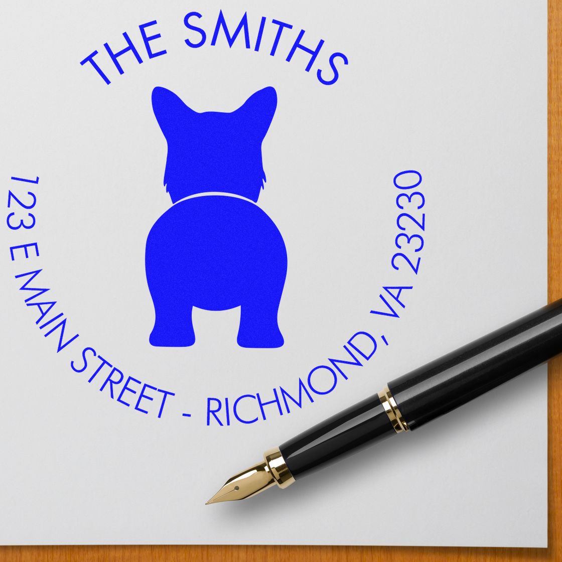 Slim Pre-Inked Pembroke Welsh Corgi Customized Home Address Stamp - Engineer Seal Stamps