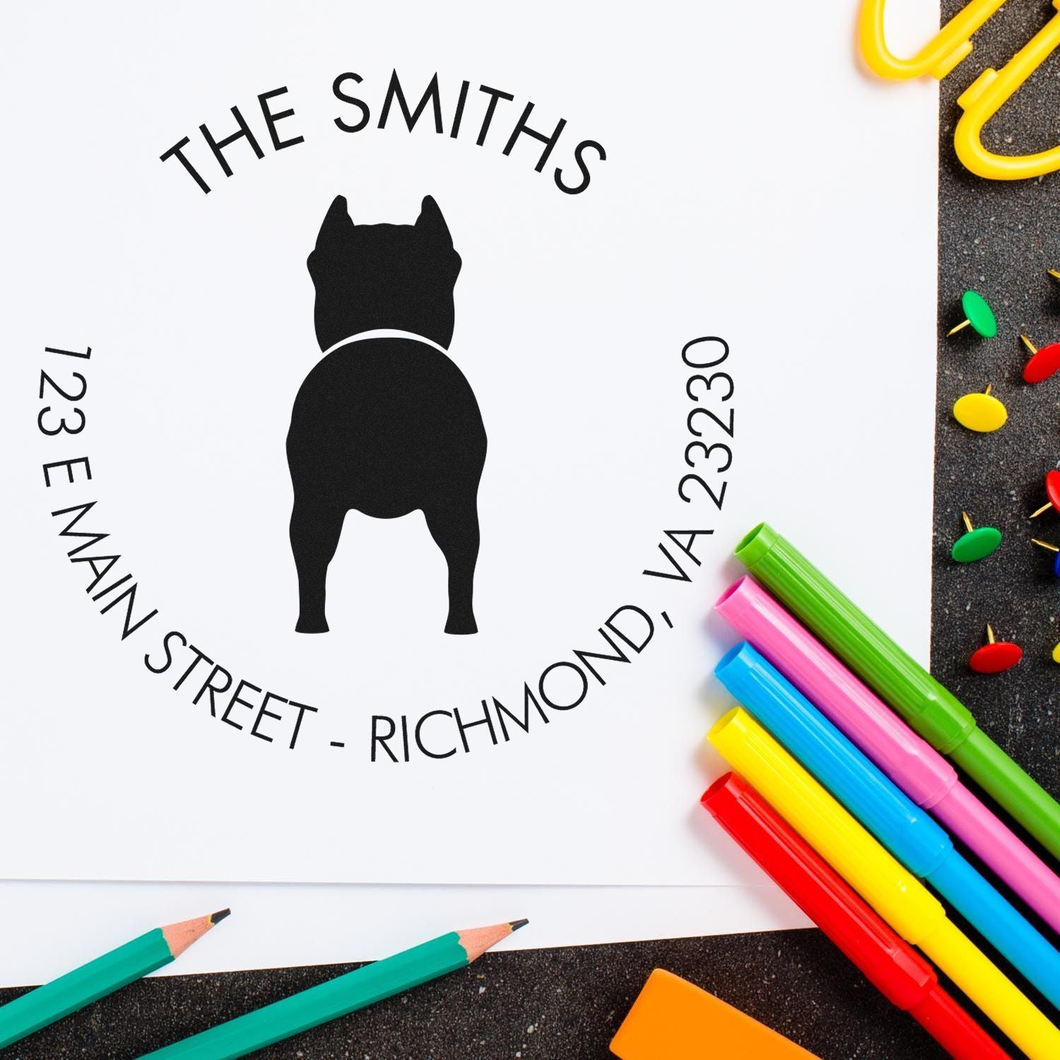 Wood Handle Pitbull Customizable Rubber Stamp - Engineer Seal Stamps