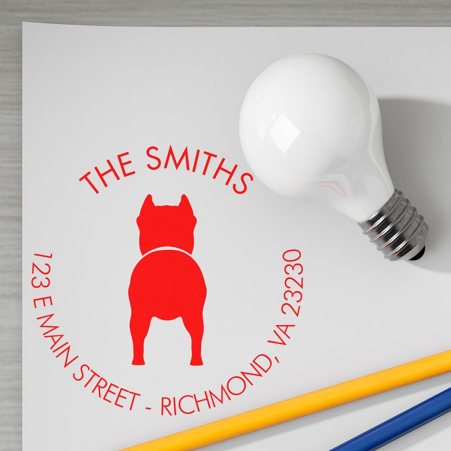 Wood Handle Pitbull Customizable Rubber Stamp - Engineer Seal Stamps