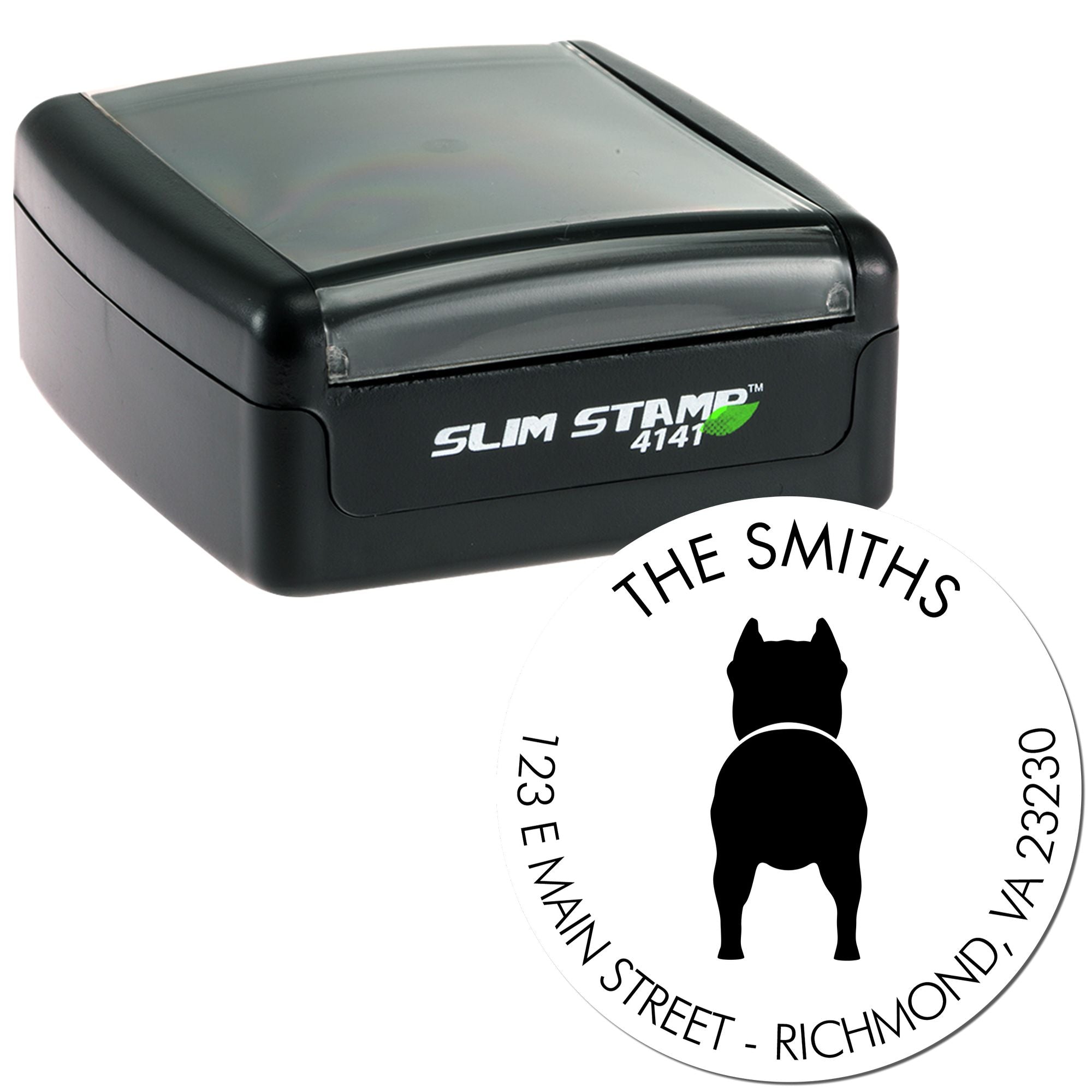 Slim Pre-Inked Pitbull Customized Home Address Rubber Stamp - Engineer Seal Stamps