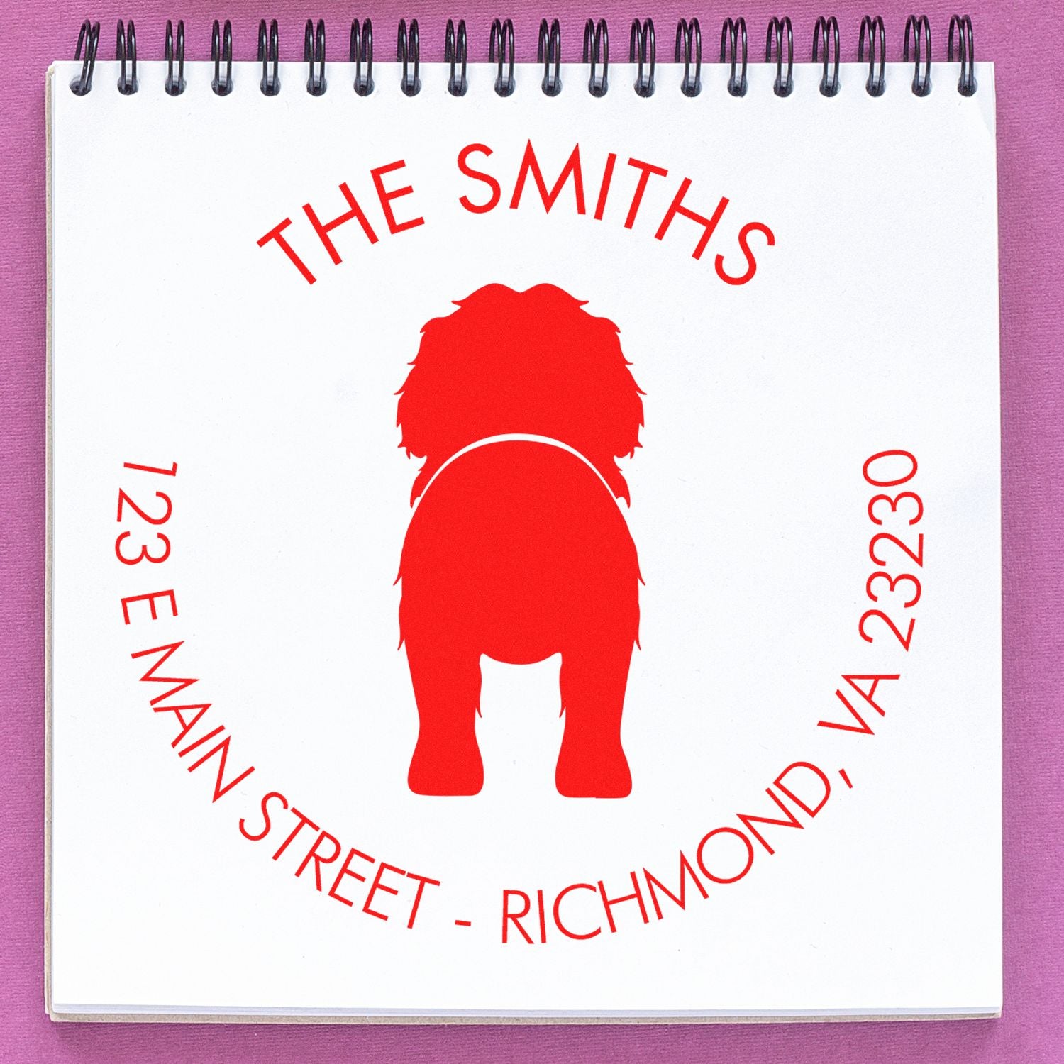 Slim Pre-Inked Portuguese Water Dog Customized Address Return Stamp - Engineer Seal Stamps