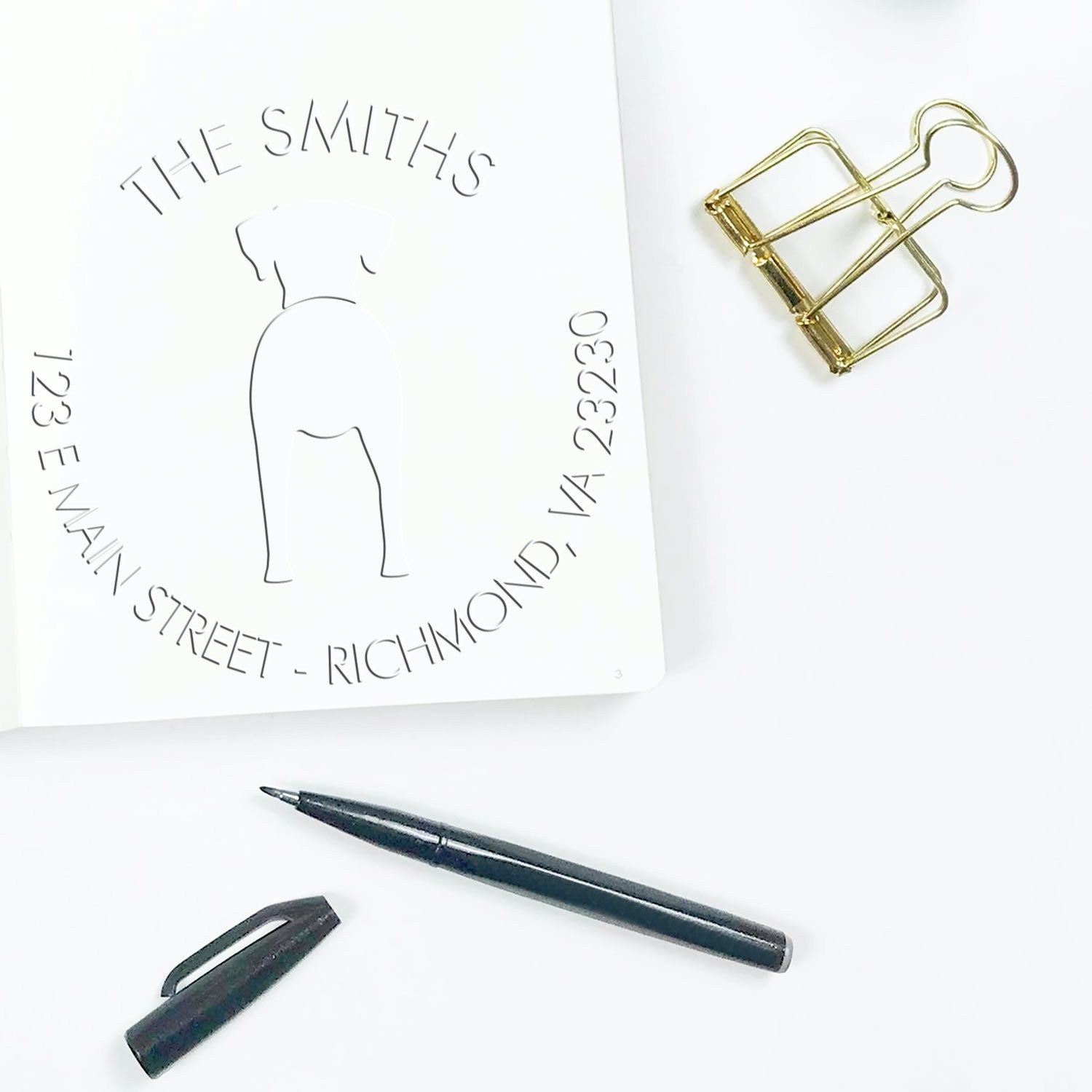 Soft Personalized Name and Address Seal with Rhodesian Ridgeback Dog