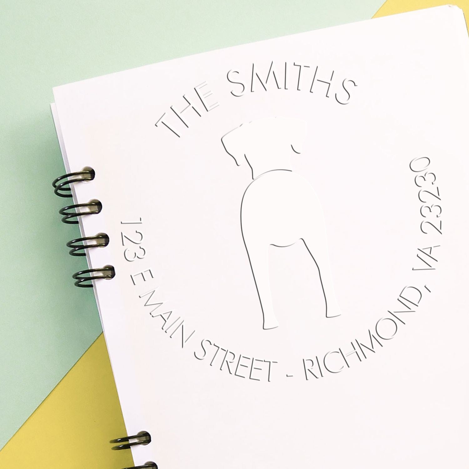 Soft Personalized Name and Address Seal with Rhodesian Ridgeback Dog