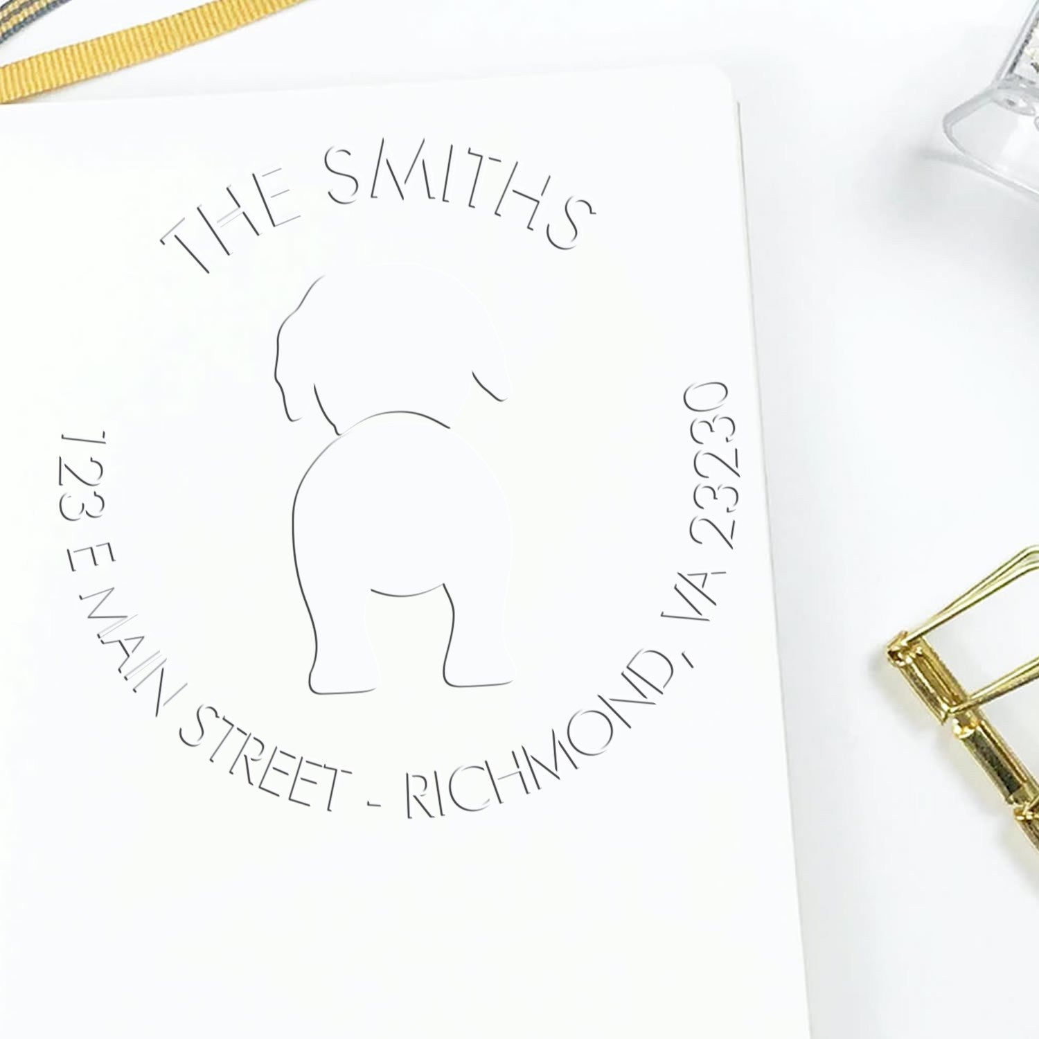 Soft Personalized Name and Address Embossing Stamp with Rottweiler Dog