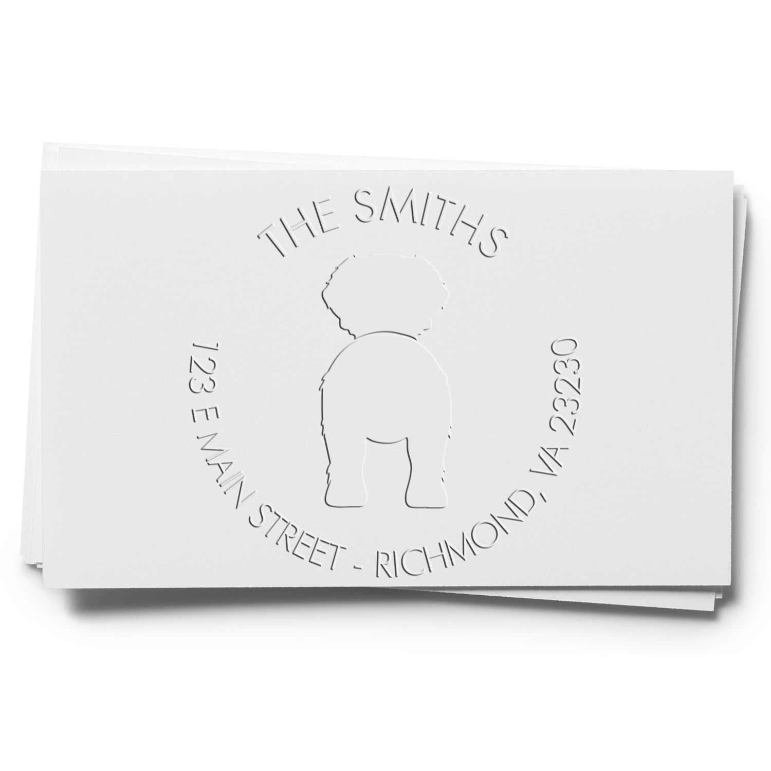 Soft Personalized Name and Address Embossing Seal with Saint Bernard Dog