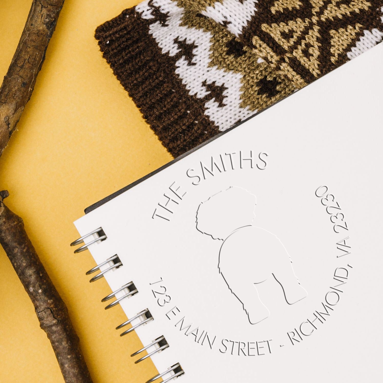 Soft Personalized Name and Address Embossing Seal with Saint Bernard Dog