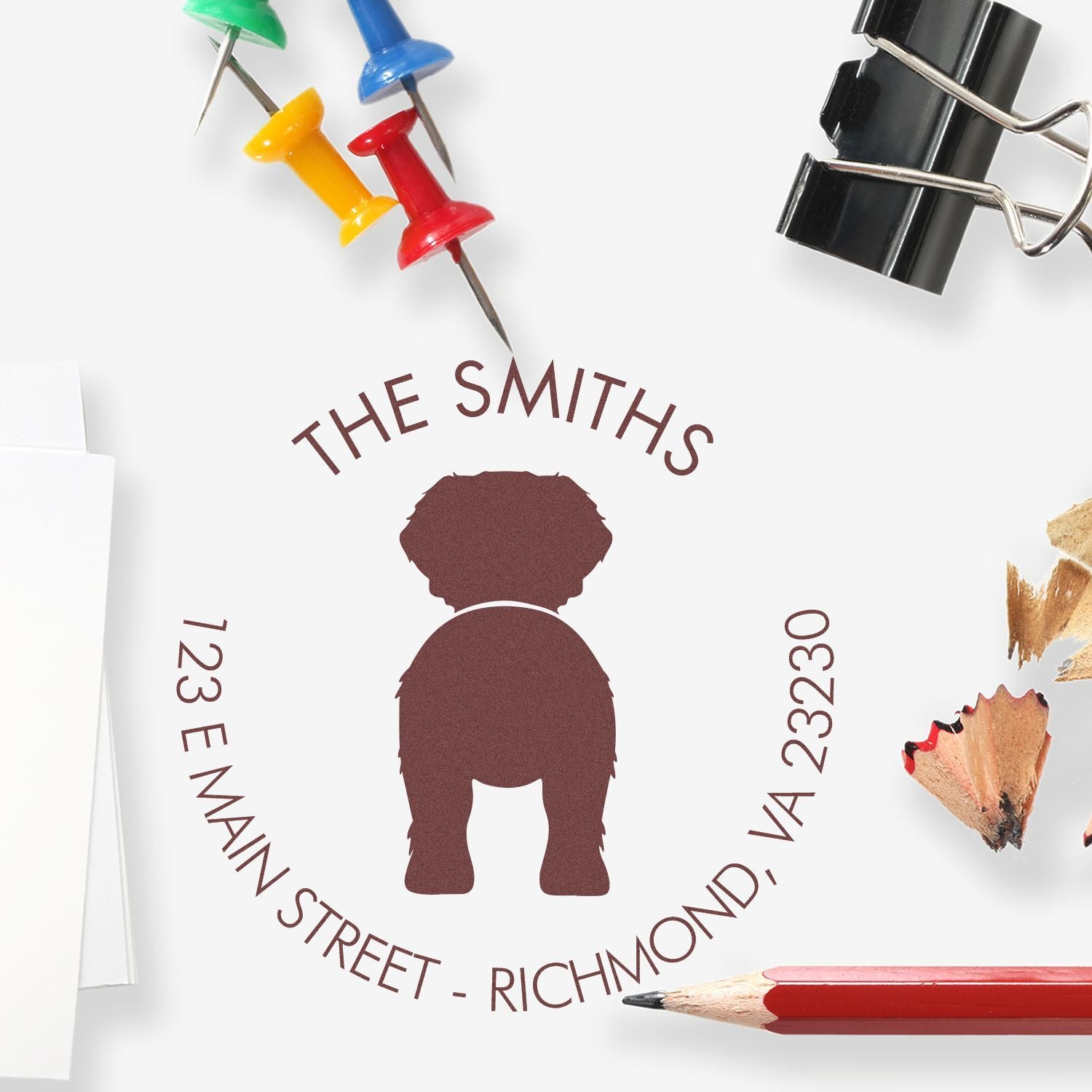 Wood Handle Saint Bernard Customizable Address Label Rubber Stamp - Engineer Seal Stamps