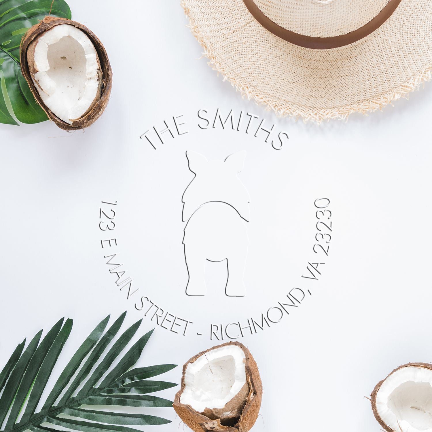 Soft Personalized Name and Address Seal Stamp with Shetland Sheepdog Dog - Engineer Seal Stamps