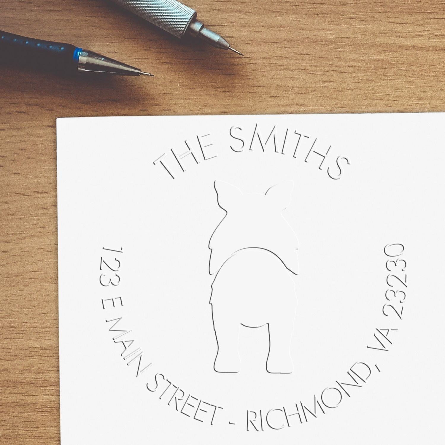 Soft Personalized Name and Address Seal Stamp with Shetland Sheepdog Dog