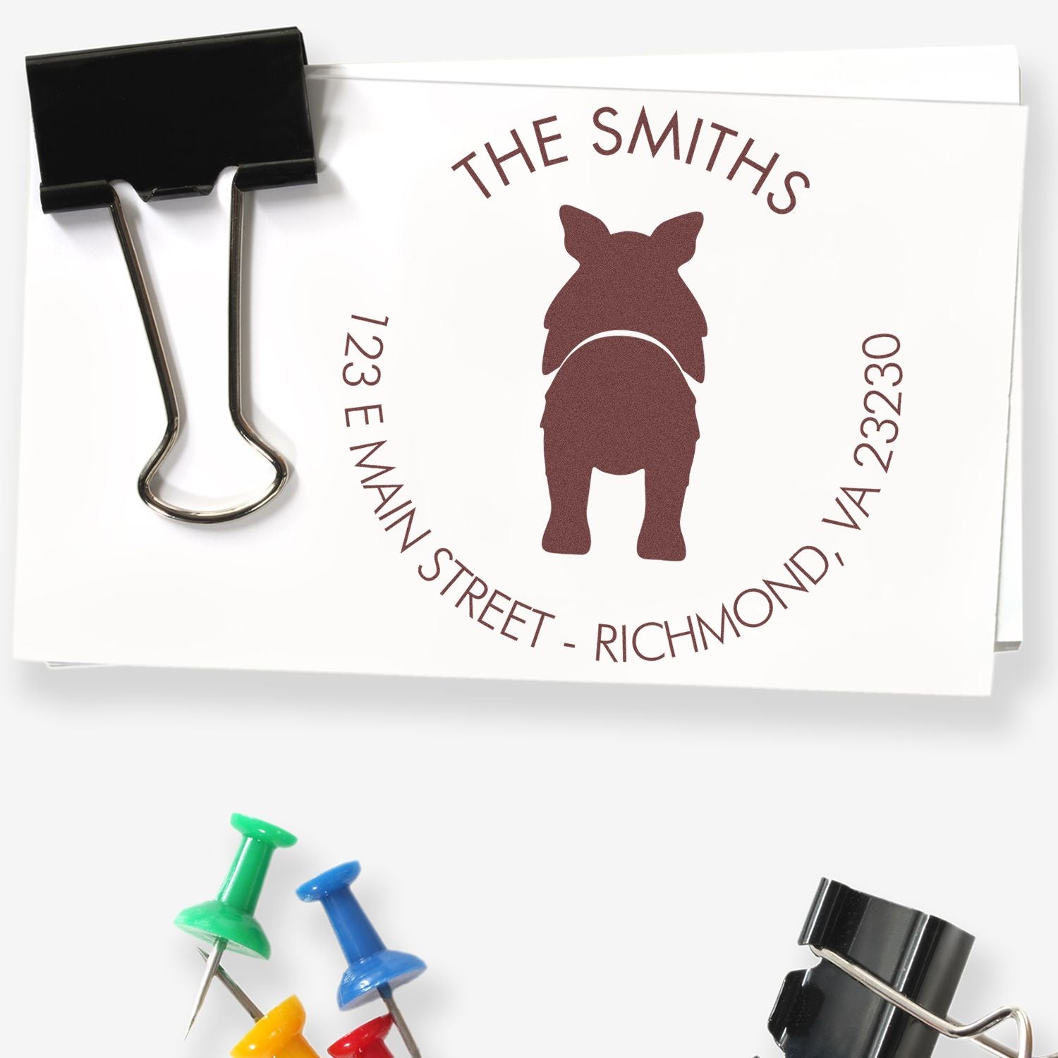 Wood Handle Shetland Sheepdog Customizable Address Label Rubber Stamp - Engineer Seal Stamps