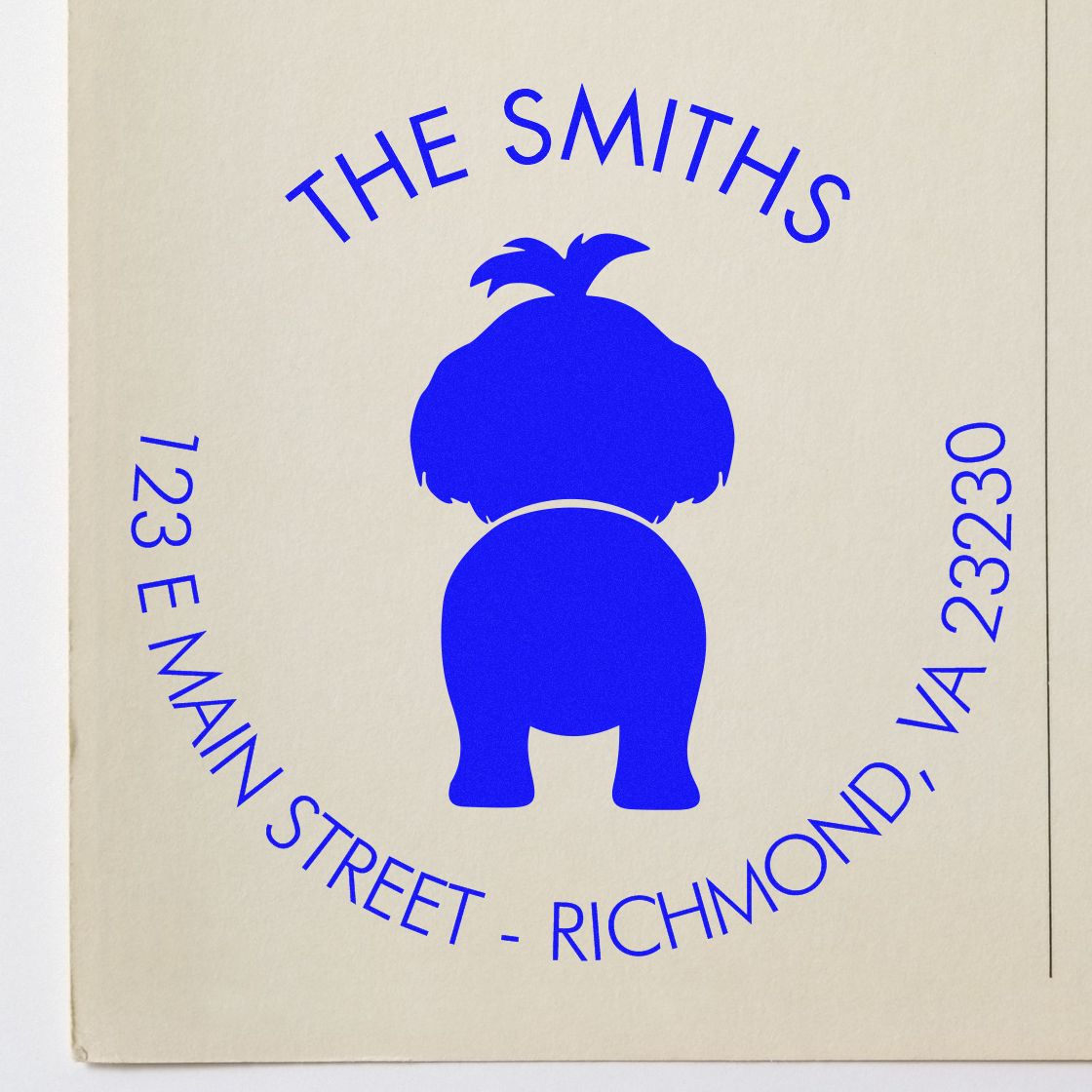 Wood Handle Shih Tzu Customizable Address Label Stamp - Engineer Seal Stamps