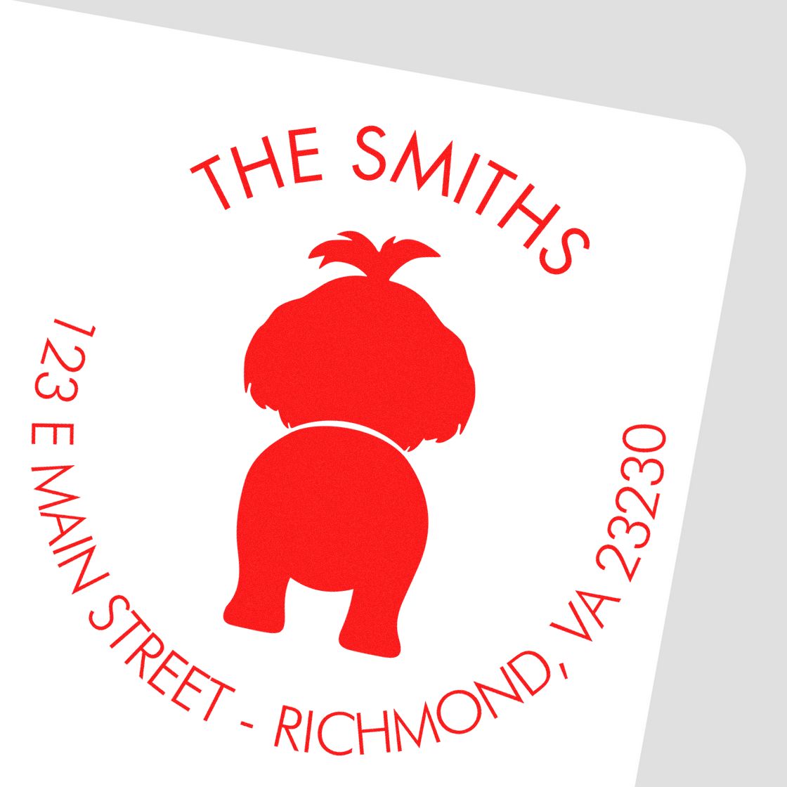 Wood Handle Shih Tzu Customizable Address Label Stamp - Engineer Seal Stamps