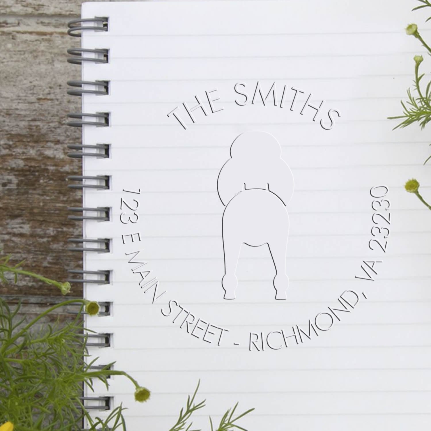 Soft Personalized New Address Embosser with Standard Poodle Dog - Engineer Seal Stamps