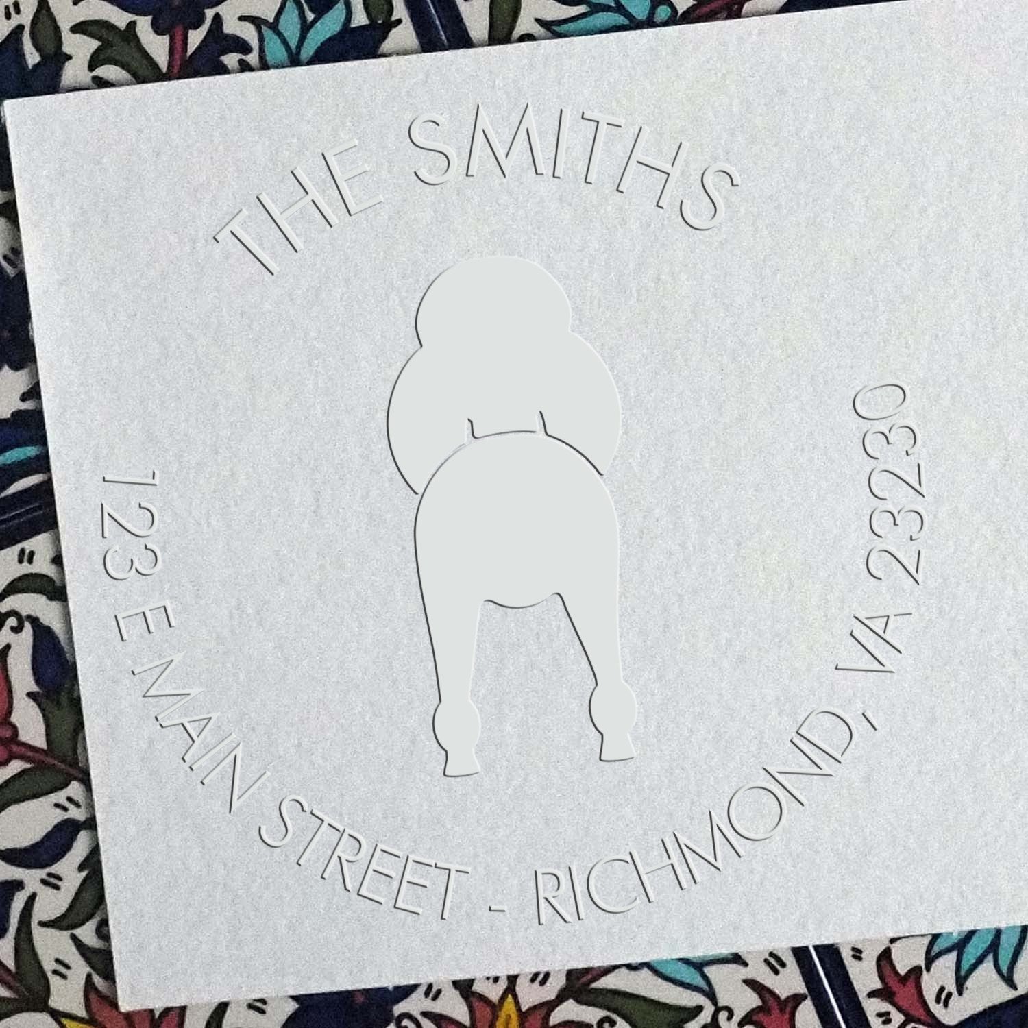 Soft Personalized New Address Embosser with Standard Poodle Dog