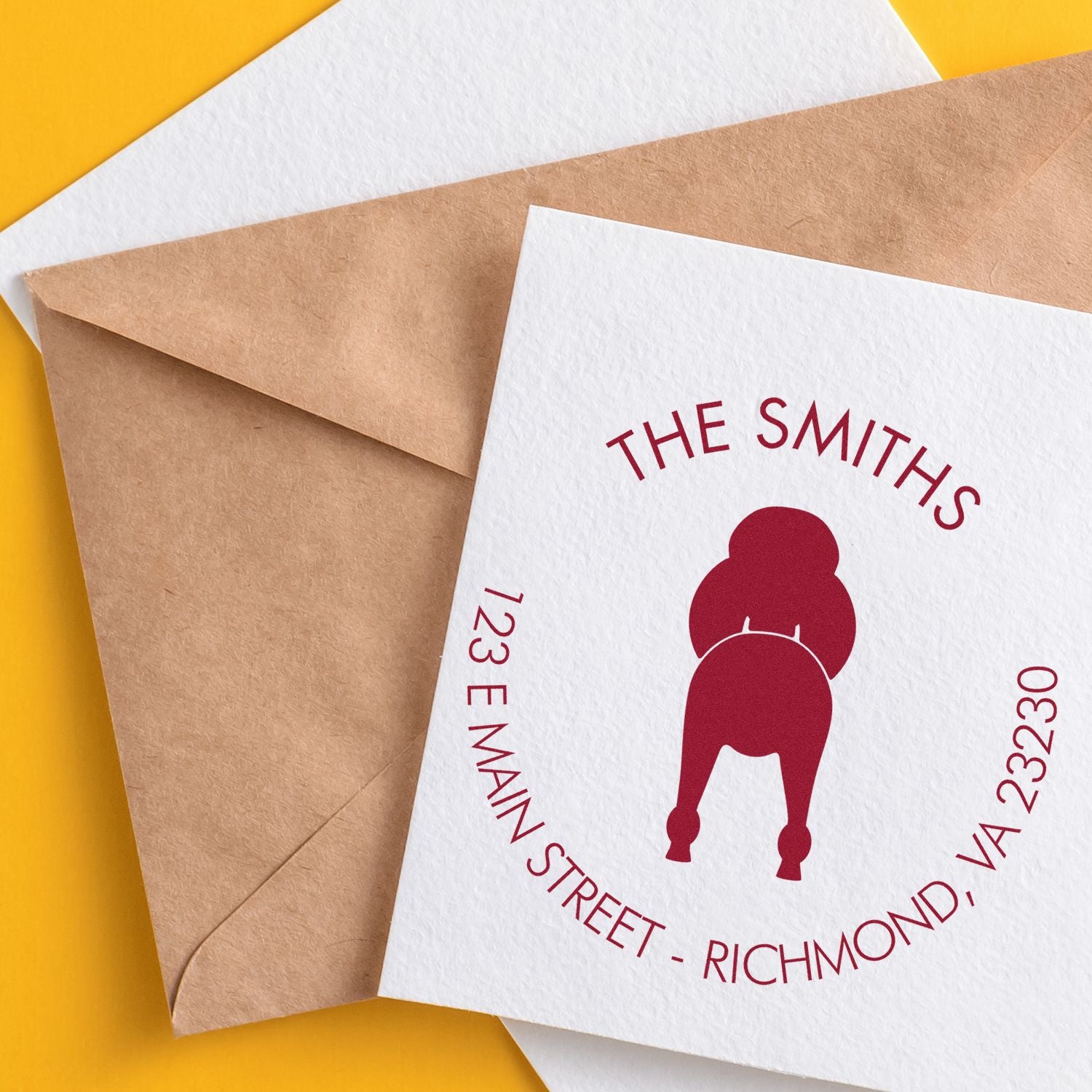 Wood Handle Standard Poodle Customizable Address Label Stamp for Envelopes - Engineer Seal Stamps