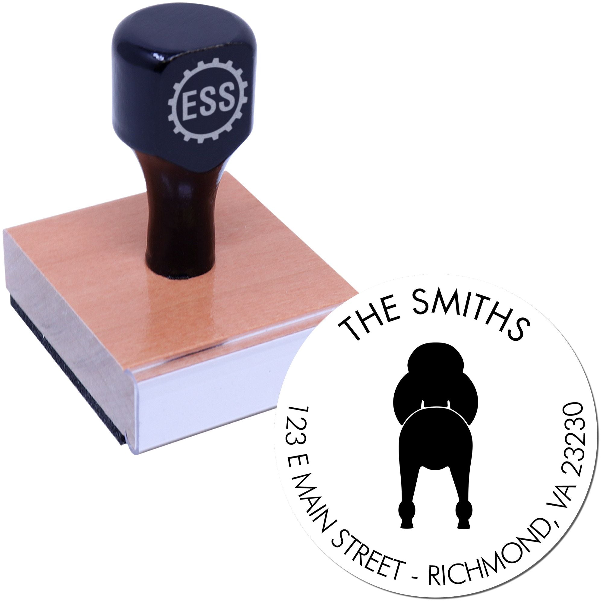 Wood Handle Standard Poodle Customizable Address Label Stamp for Envelopes - Engineer Seal Stamps