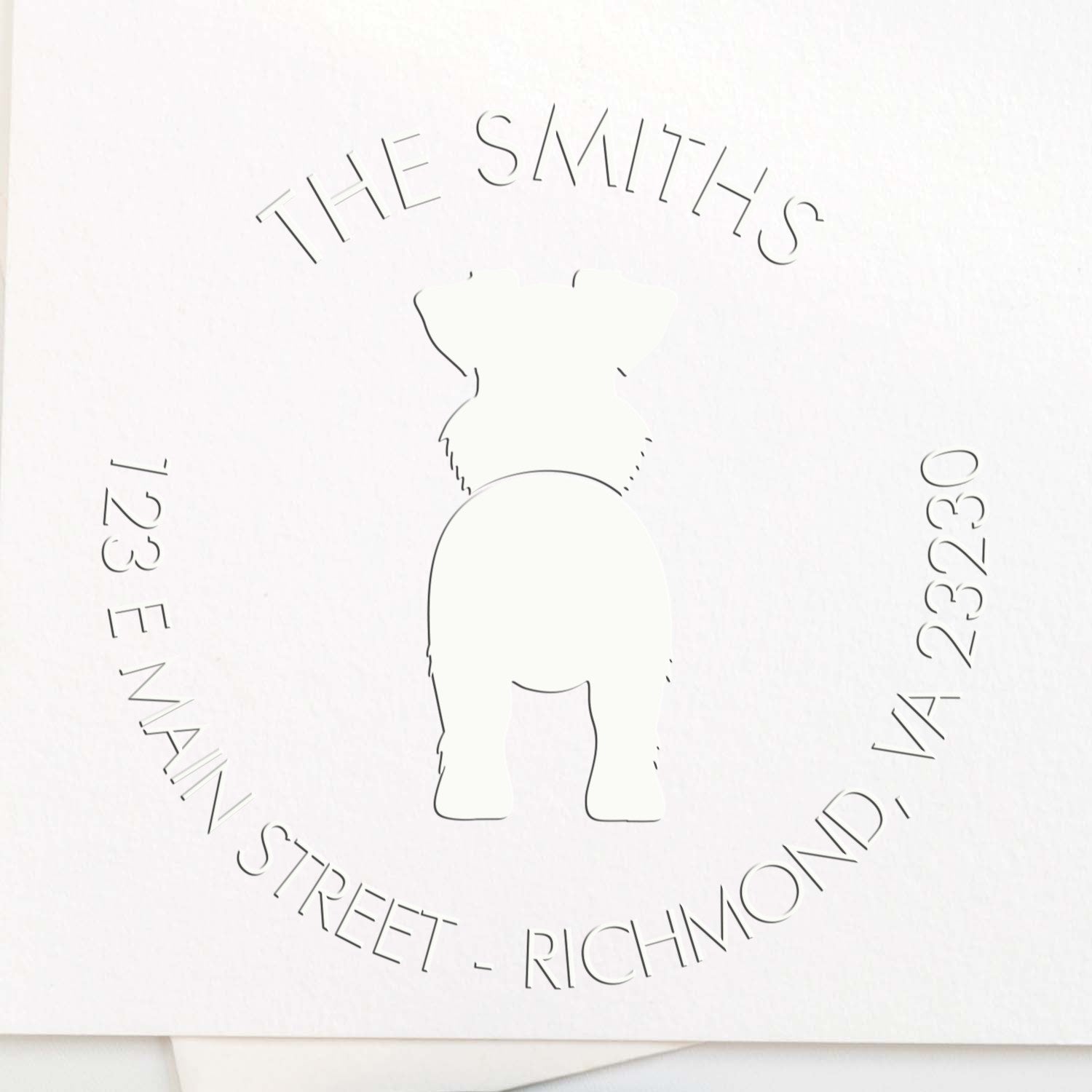 Soft Personalized New Address Embosser Seal with Standard Schnauzer Dog