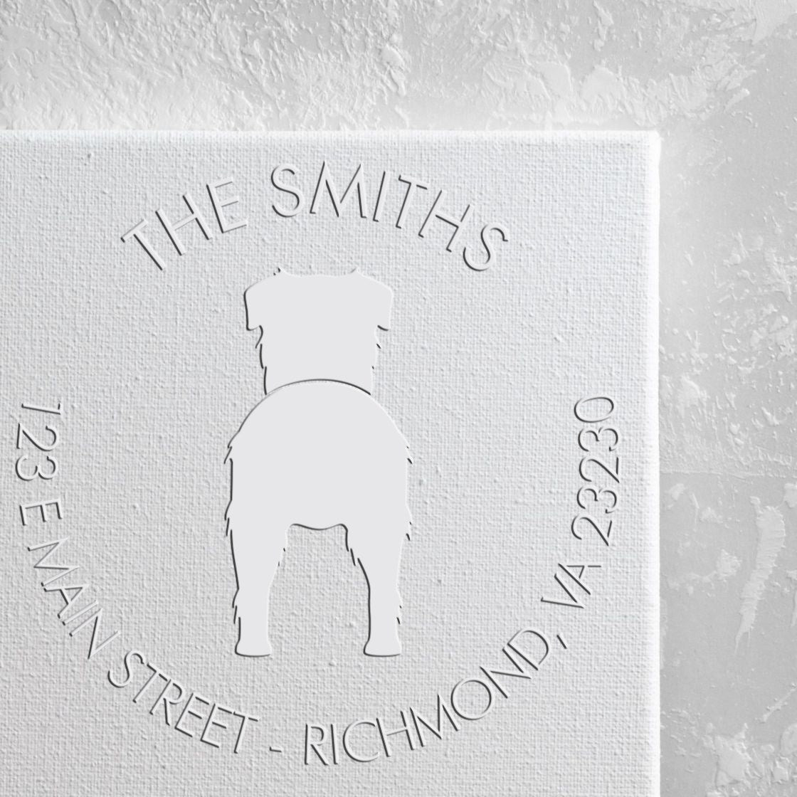 Soft Personalized New Address Seal Embosser with Toy Australian Shepherd Dog