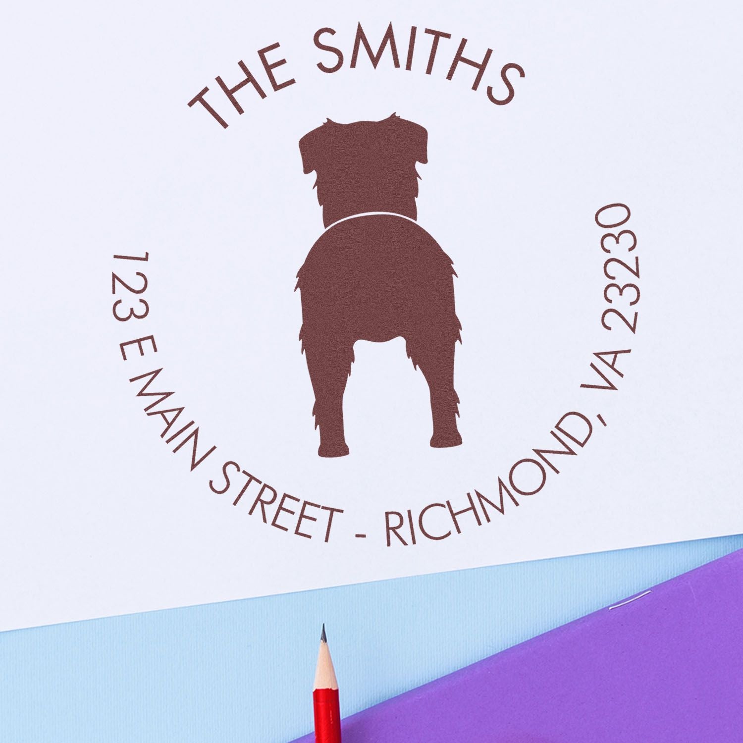 PSI Pre-Inked Toy Australian Shepherd Personalizable Address Label Rubber Stamp - Engineer Seal Stamps