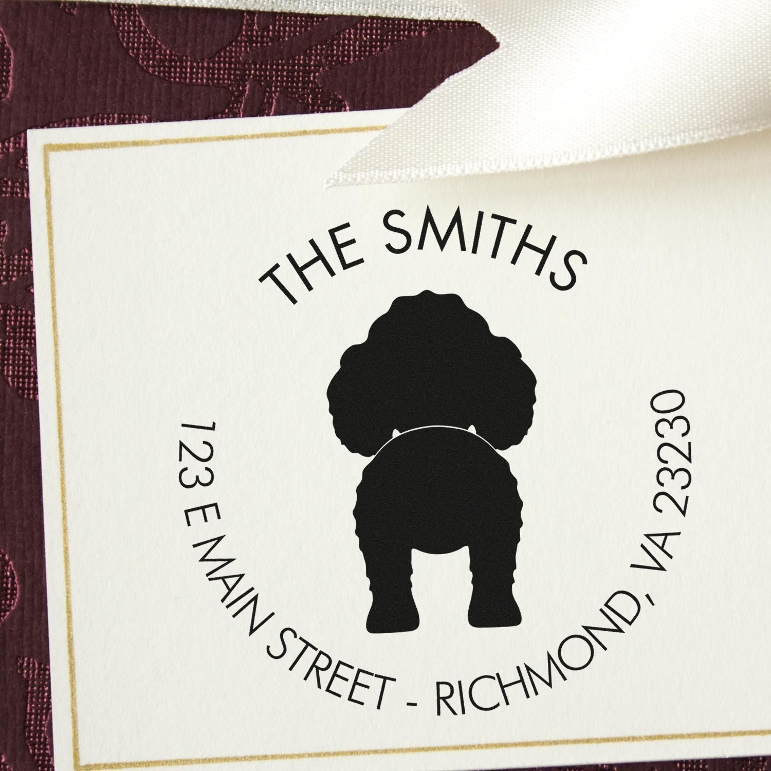 Slim Pre-Inked Toy Poodle Customized Address Label Stamp - Engineer Seal Stamps