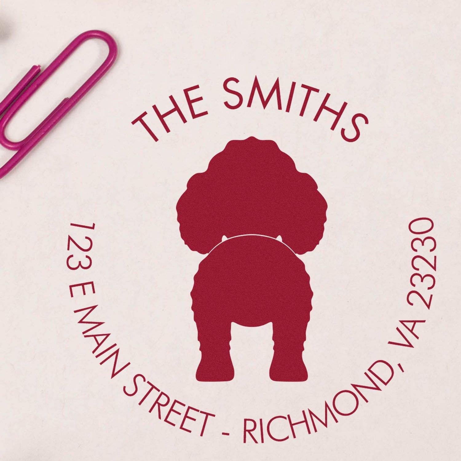 Wood Handle Toy Poodle Customizable Address Label Stamper - Engineer Seal Stamps
