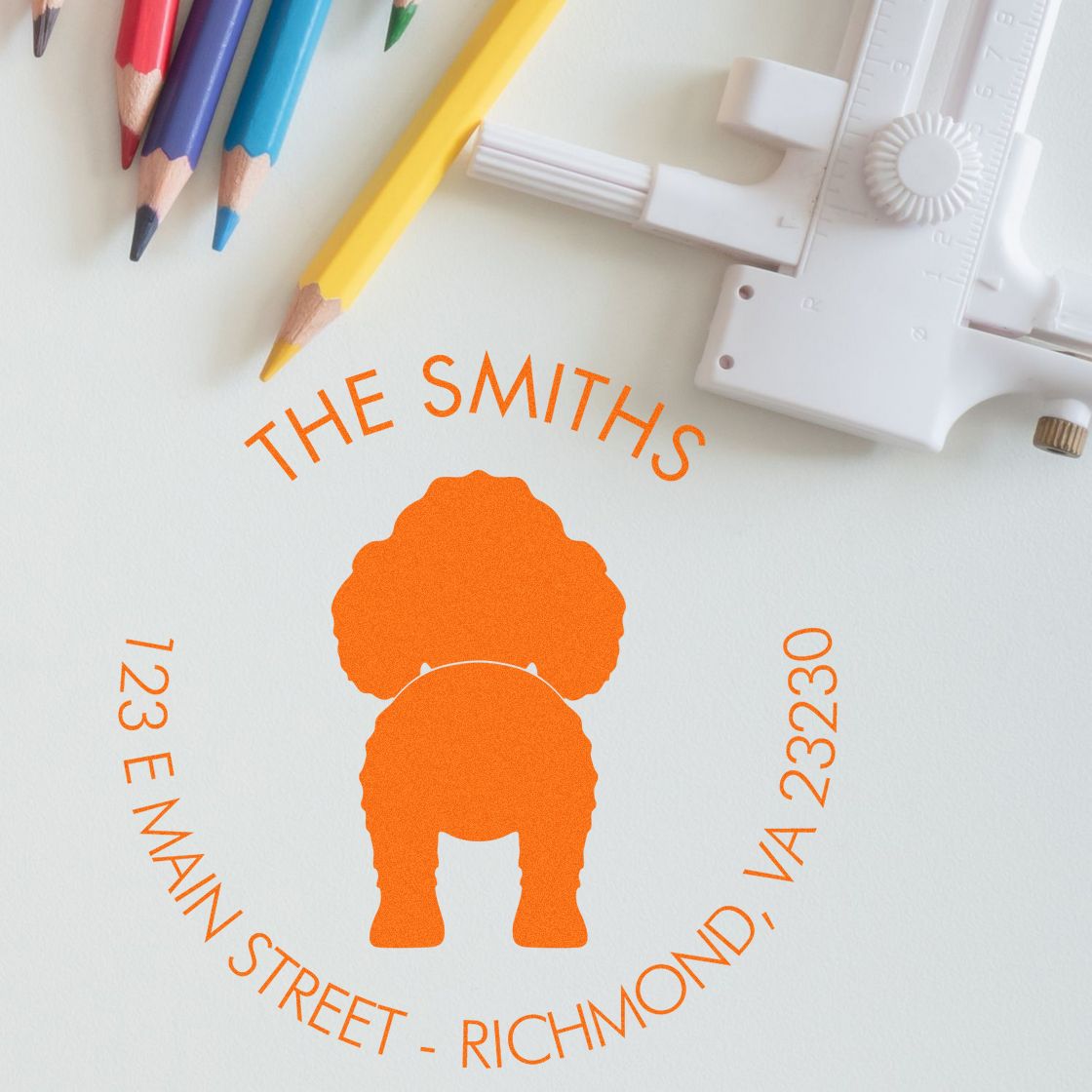 PSI Pre-Inked Toy Poodle Personalizable Address Label Rubber Stamp - Engineer Seal Stamps