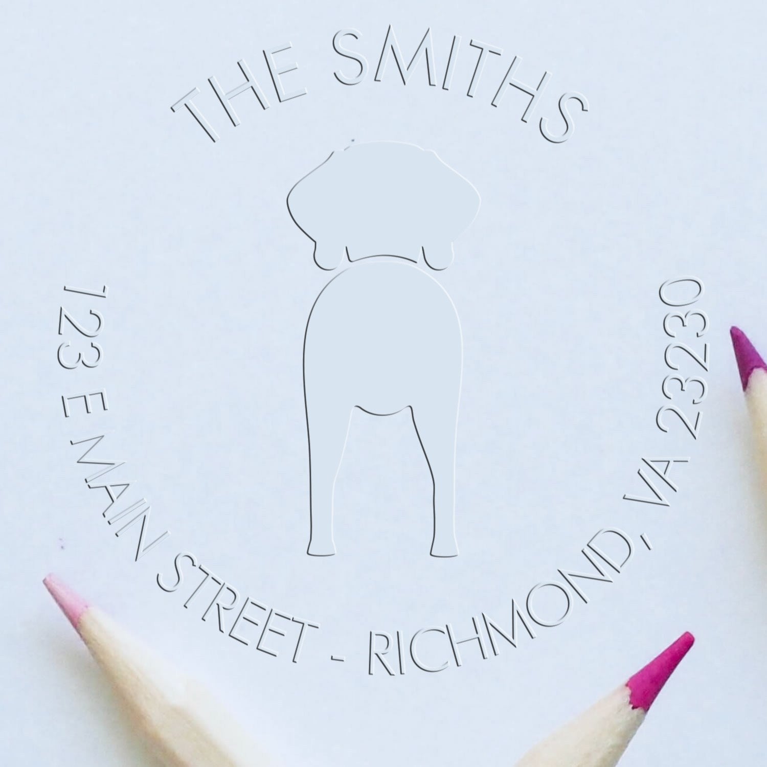 Soft Personalized New Address Embossing Seal with Weimaraner Dog
