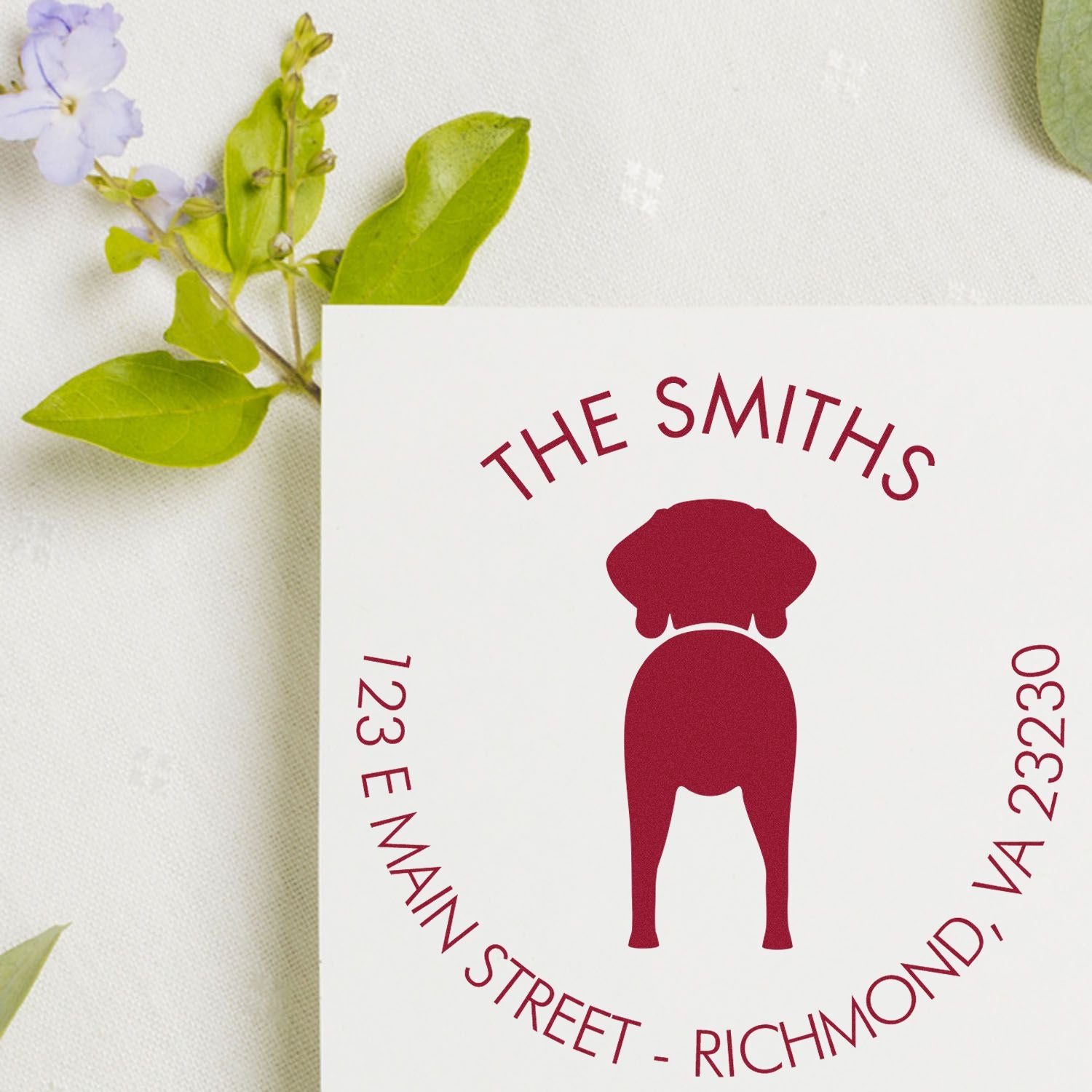 Wood Handle Weimaraner Customizable Address Return Rubber Stamp - Engineer Seal Stamps