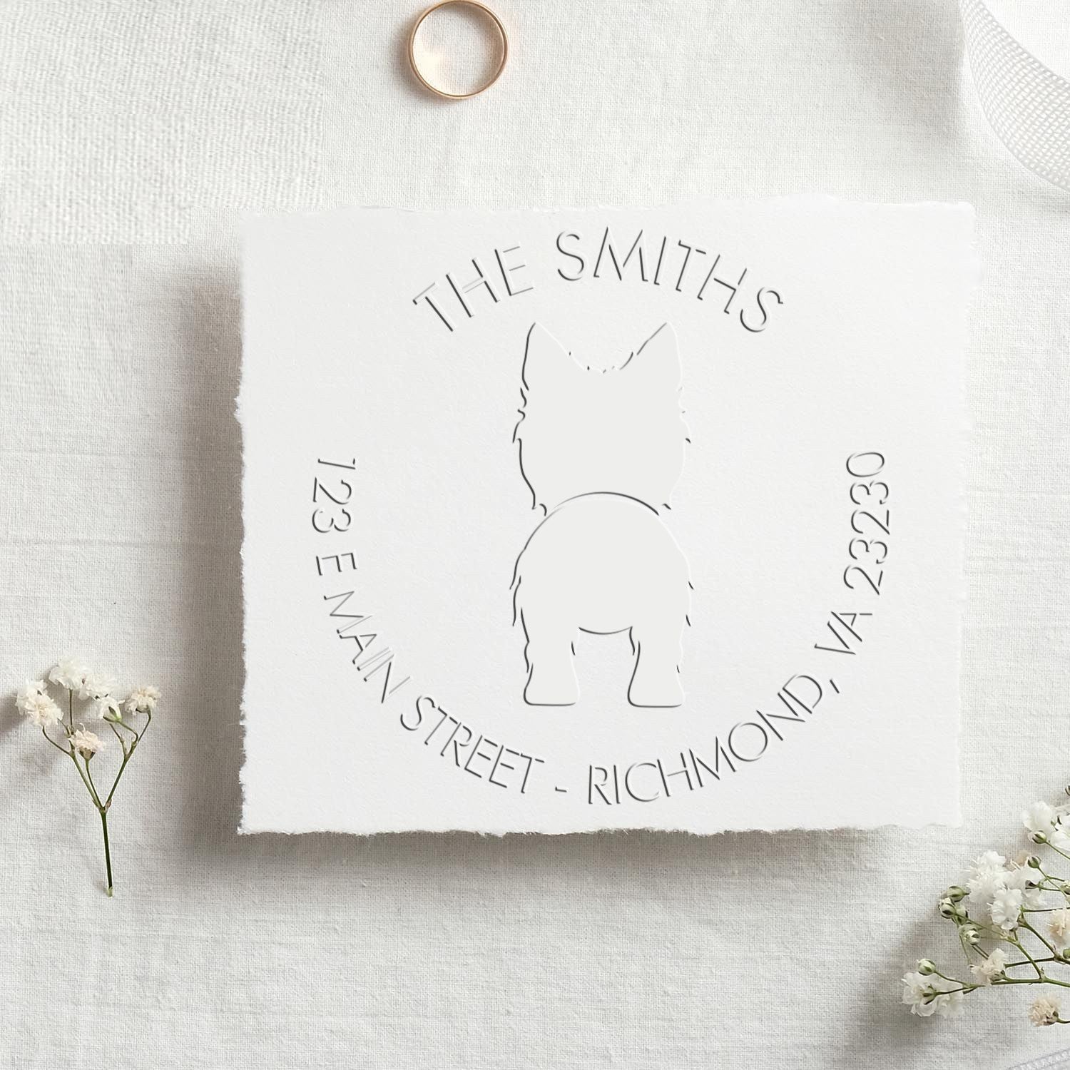 Soft Personalized New Address Seal Stamp with West Highland White Terrier Dog - Engineer Seal Stamps