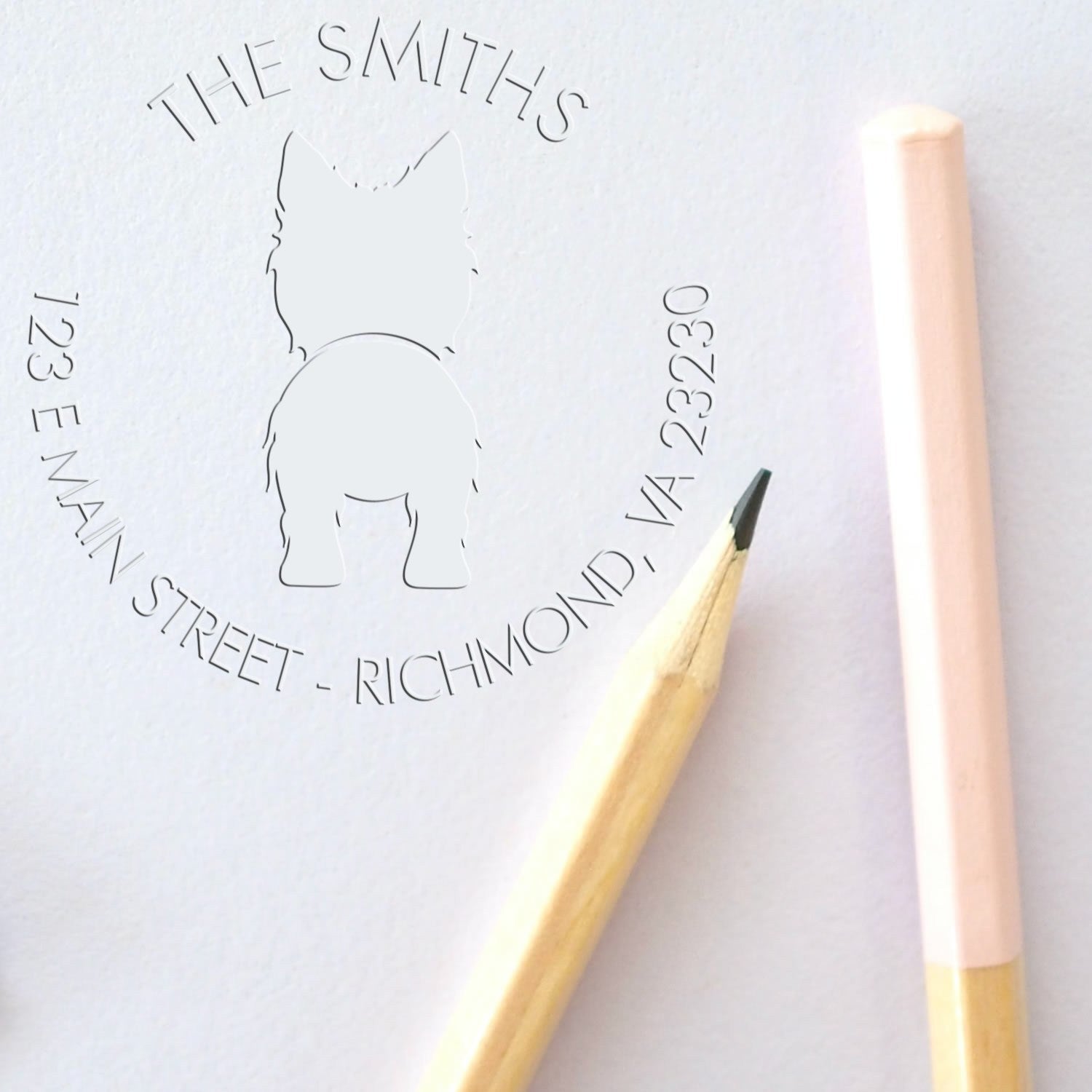 Soft Personalized New Address Seal Stamp with West Highland White Terrier Dog