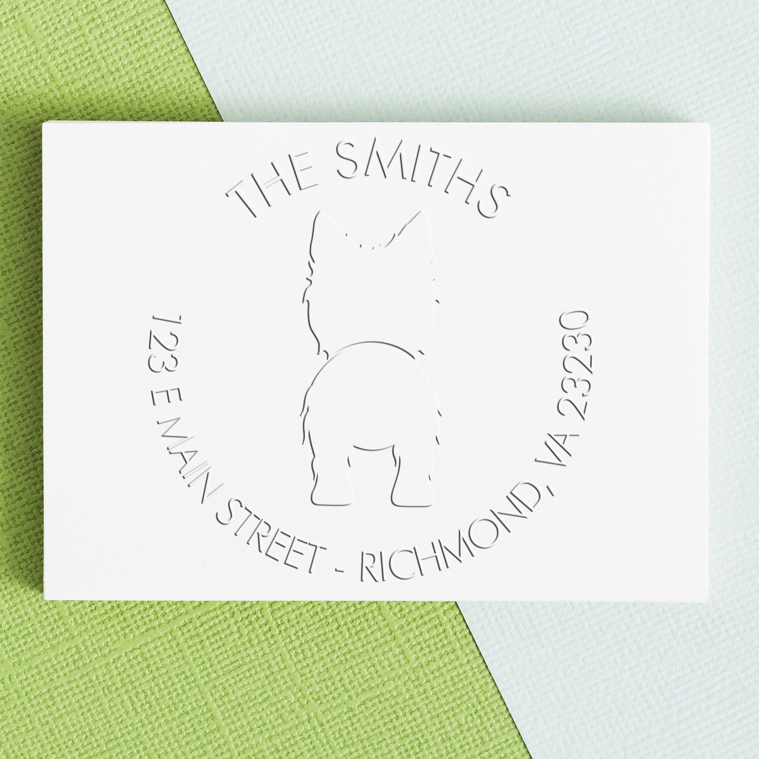 Soft Personalized New Address Seal Stamp with West Highland White Terrier Dog