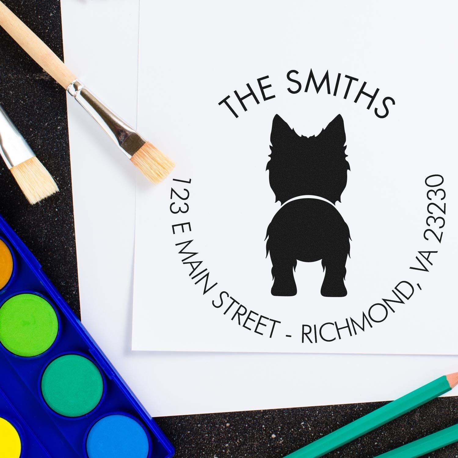 PSI Pre-Inked West Highland White Terrier Personalizable Address Label Stamp for Envelopes - Engineer Seal Stamps