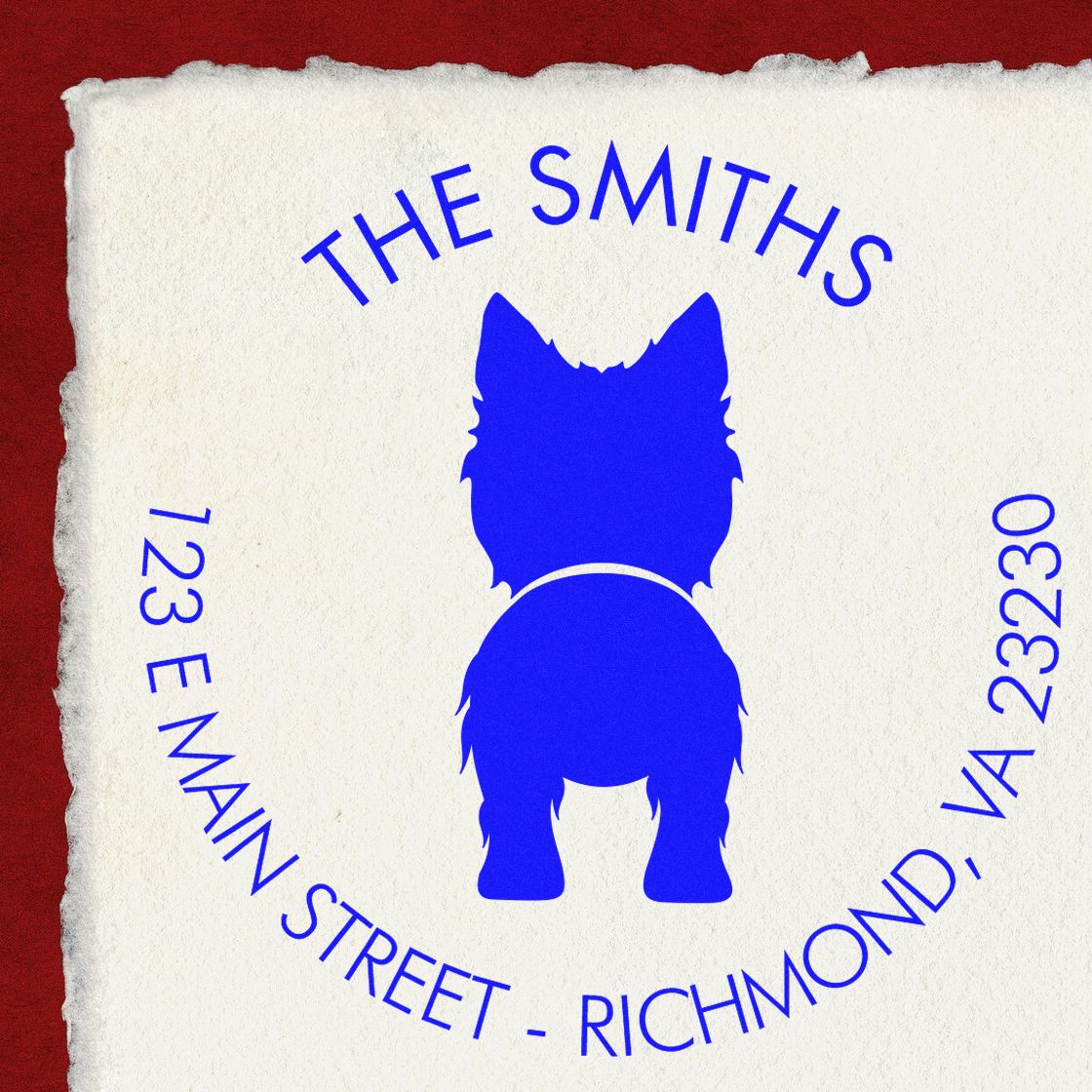 Wood Handle West Highland White Terrier Customizable Address Return Stamp - Engineer Seal Stamps