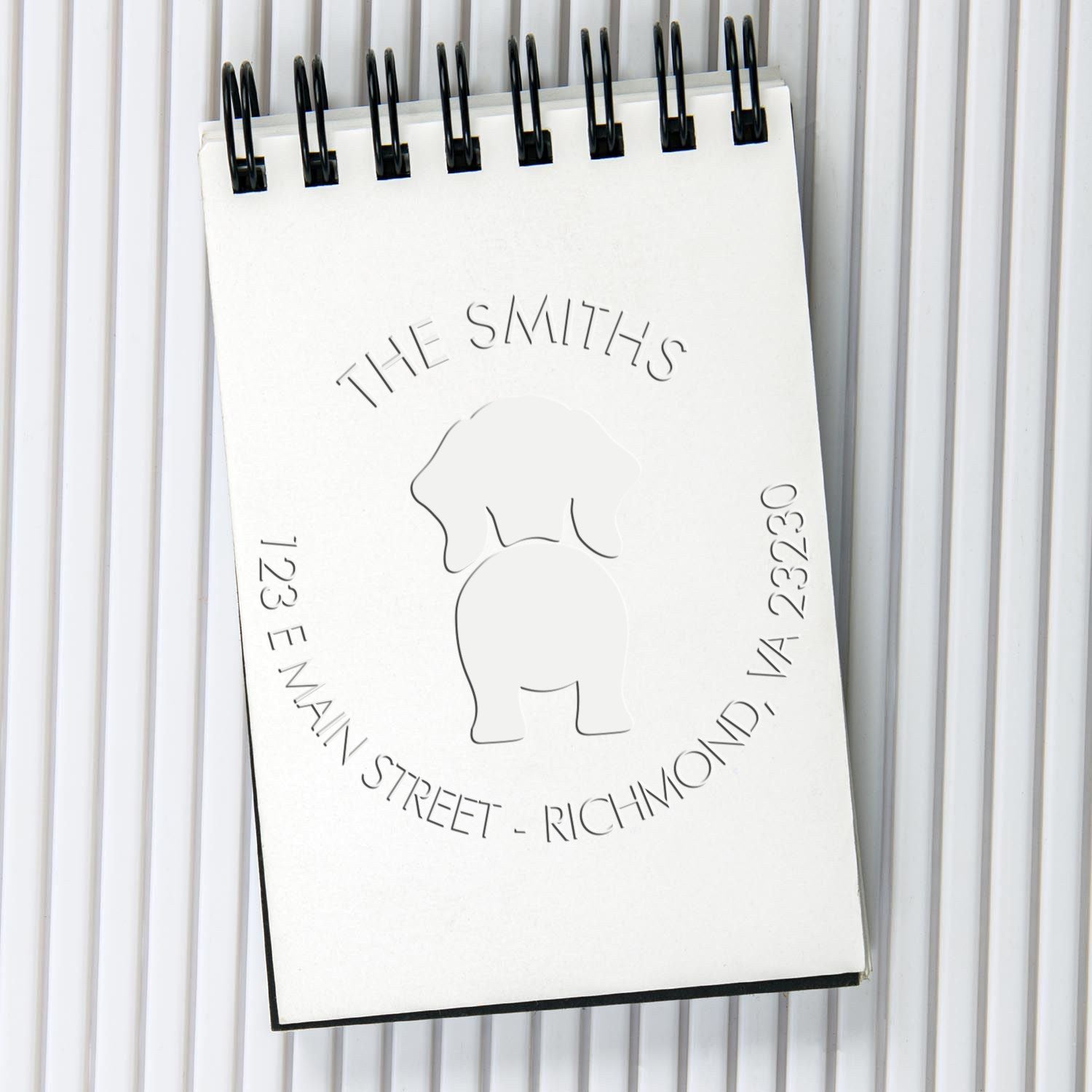 Soft Personalized New Address Embossed Stamp with Wiener Dog - Engineer Seal Stamps