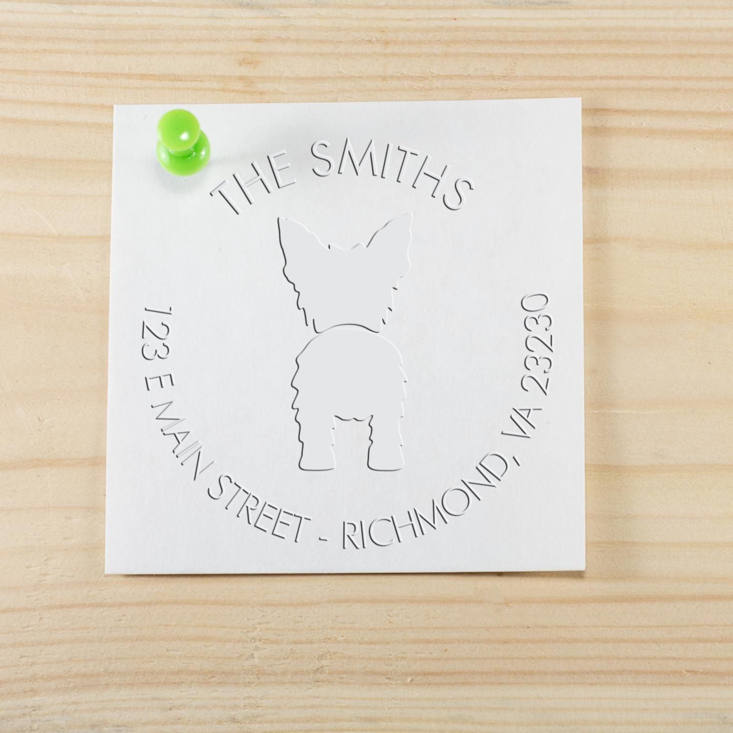 Soft Personalized New Address Embossed Seal with Yorkshire Terrier Dog - Engineer Seal Stamps