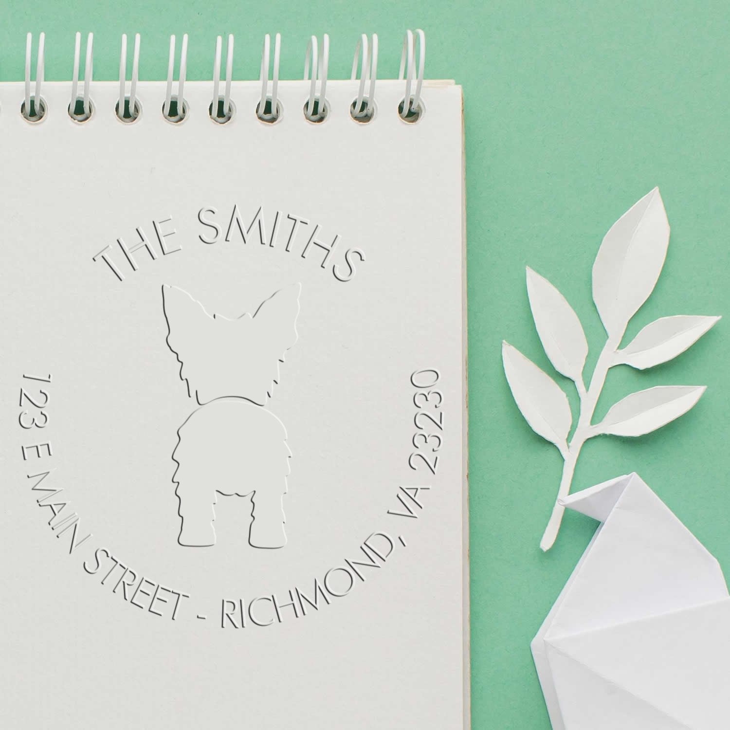 Soft Personalized New Address Embossed Seal with Yorkshire Terrier Dog