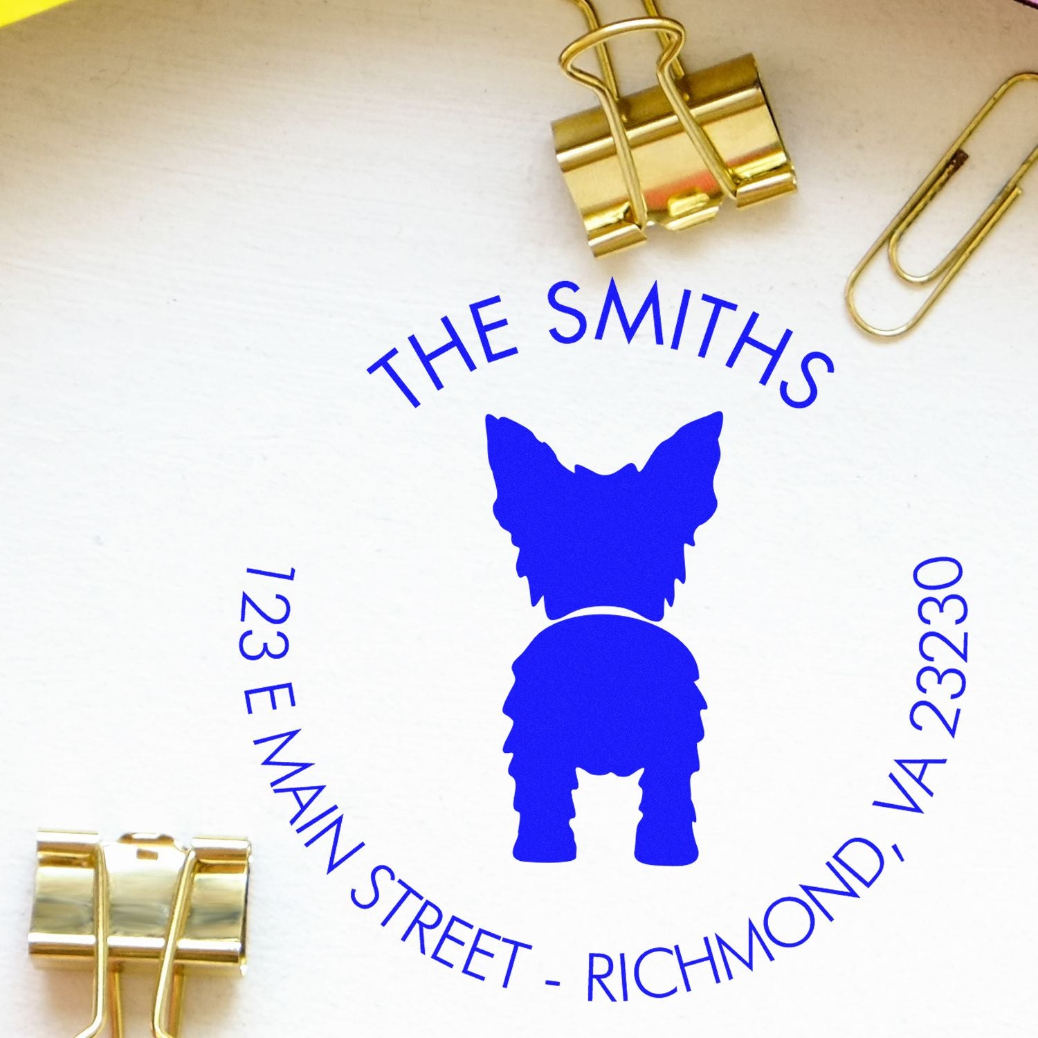 Self-Inking Yorkshire Terrier Custom-Made Refillable Address Stamper - Engineer Seal Stamps