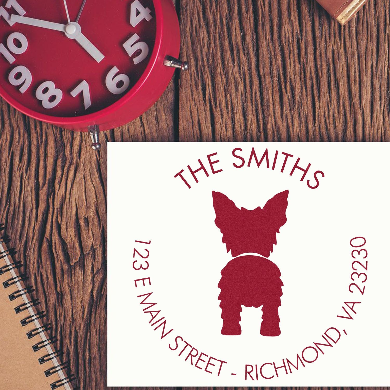 PSI Pre-Inked Yorkshire Terrier Personalizable Address Label Stamper - Engineer Seal Stamps