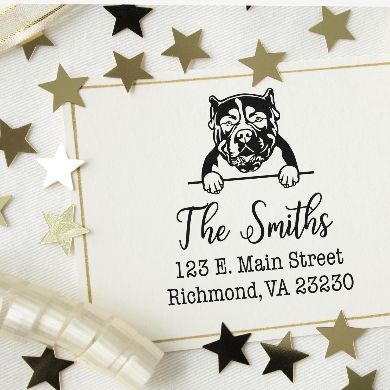 Self-Inking American Bulldog Custom-Made Return Address Rubber Stamp - Engineer Seal Stamps