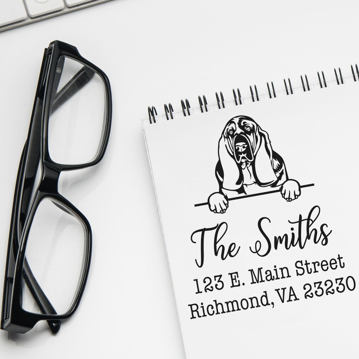 Self-Inking Basset Hound Custom-Made Return Address Stamp for Envelopes - Engineer Seal Stamps