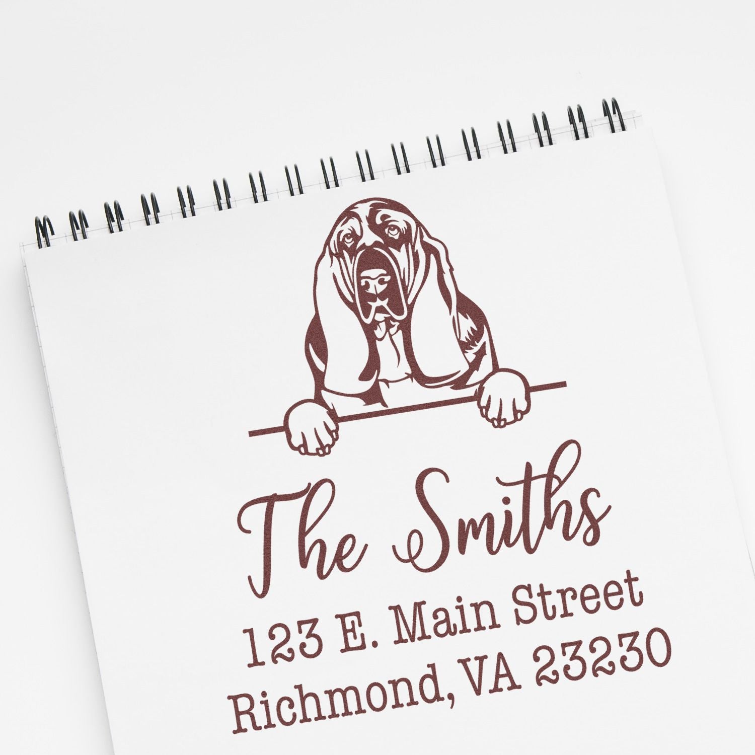Wood Handle Basset Hound Customizable Address Stamp - Engineer Seal Stamps