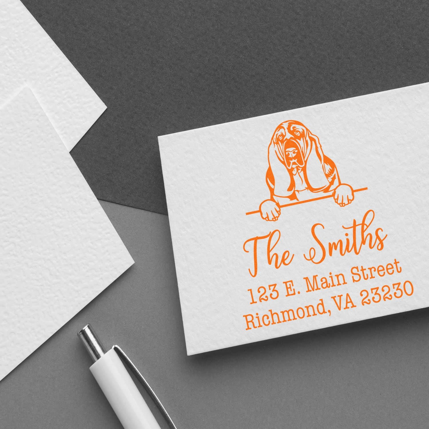PSI Pre-Inked Basset Hound Personalizable Address Return Stamp for Envelopes - Engineer Seal Stamps