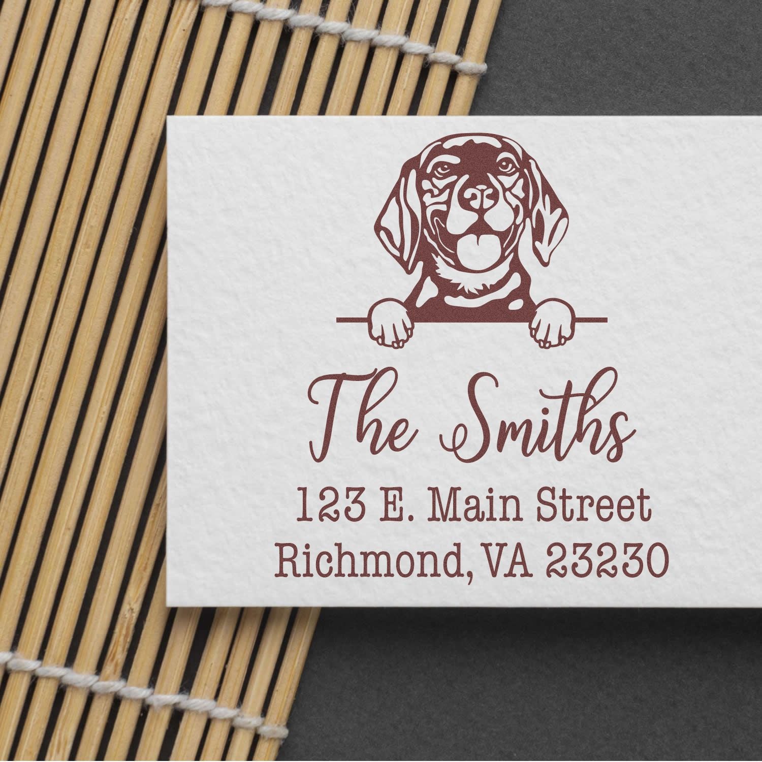 Wood Handle Beagle Customizable Address Stamp - Engineer Seal Stamps